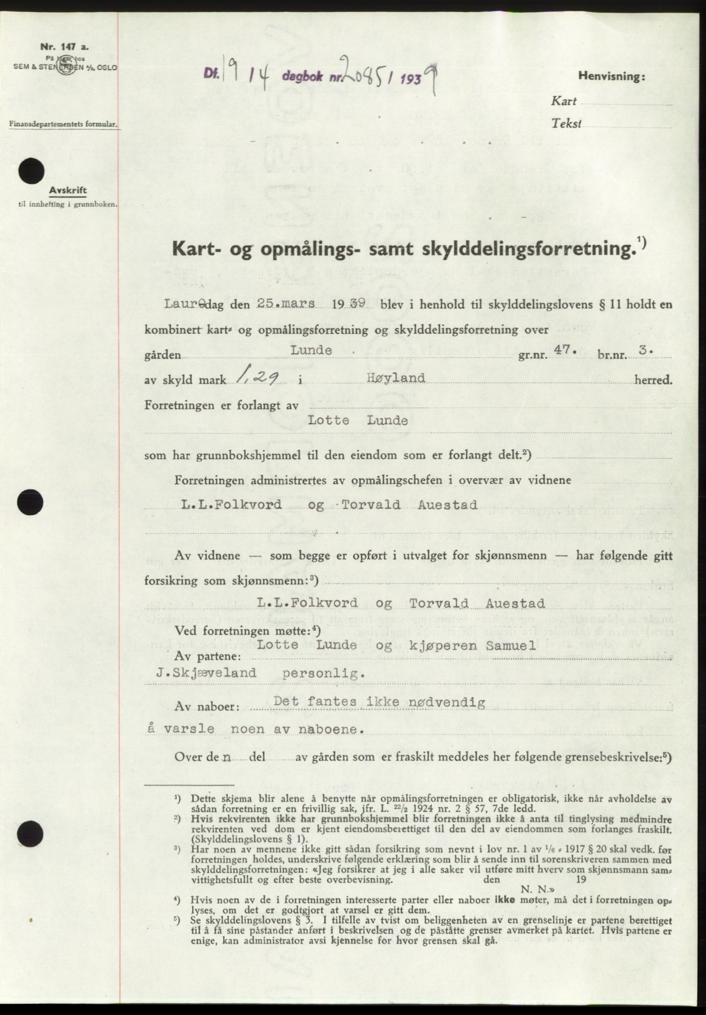 Jæren sorenskriveri, AV/SAST-A-100310/03/G/Gba/L0074: Pantebok, 1939-1939, Dagboknr: 2085/1939