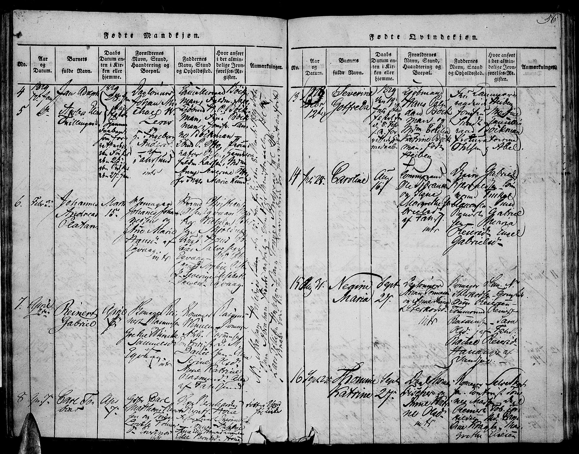 Farsund sokneprestkontor, AV/SAK-1111-0009/F/Fa/L0002: Ministerialbok nr. A 2, 1815-1836, s. 56