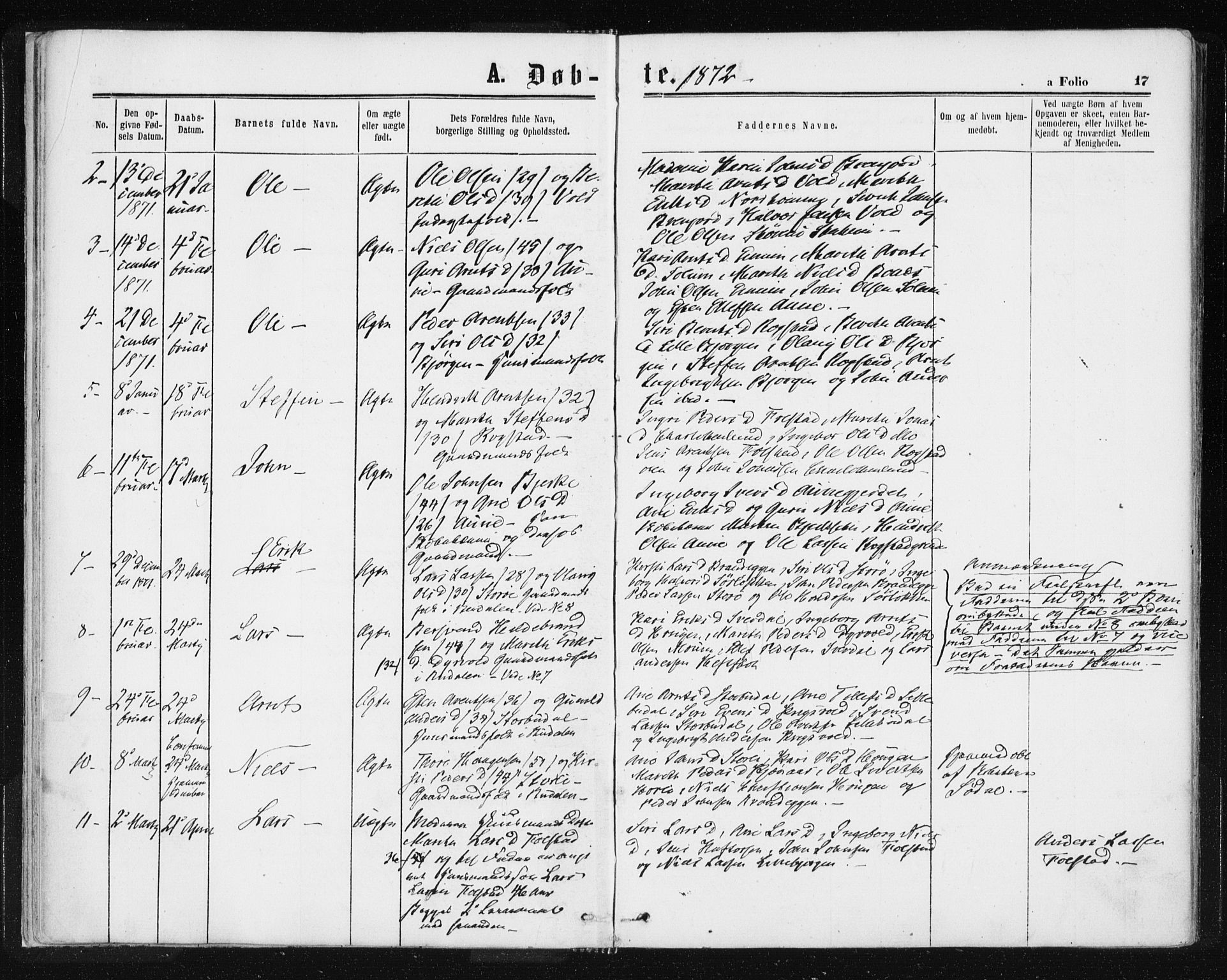 Ministerialprotokoller, klokkerbøker og fødselsregistre - Sør-Trøndelag, SAT/A-1456/687/L1001: Ministerialbok nr. 687A07, 1863-1878, s. 17