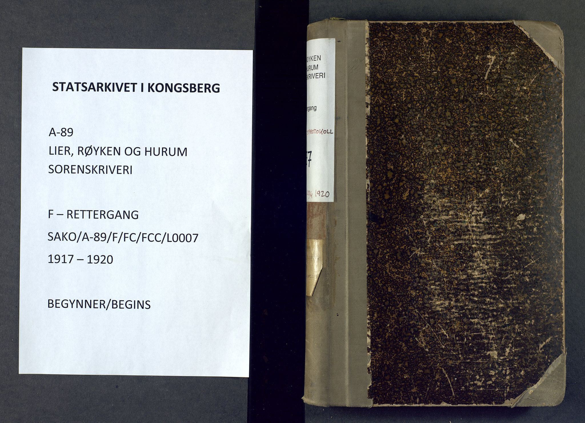 Lier, Røyken og Hurum sorenskriveri, SAKO/A-89/F/Fc/Fcc/L0007: Ekstrarettsprotokoll, 1917-1920