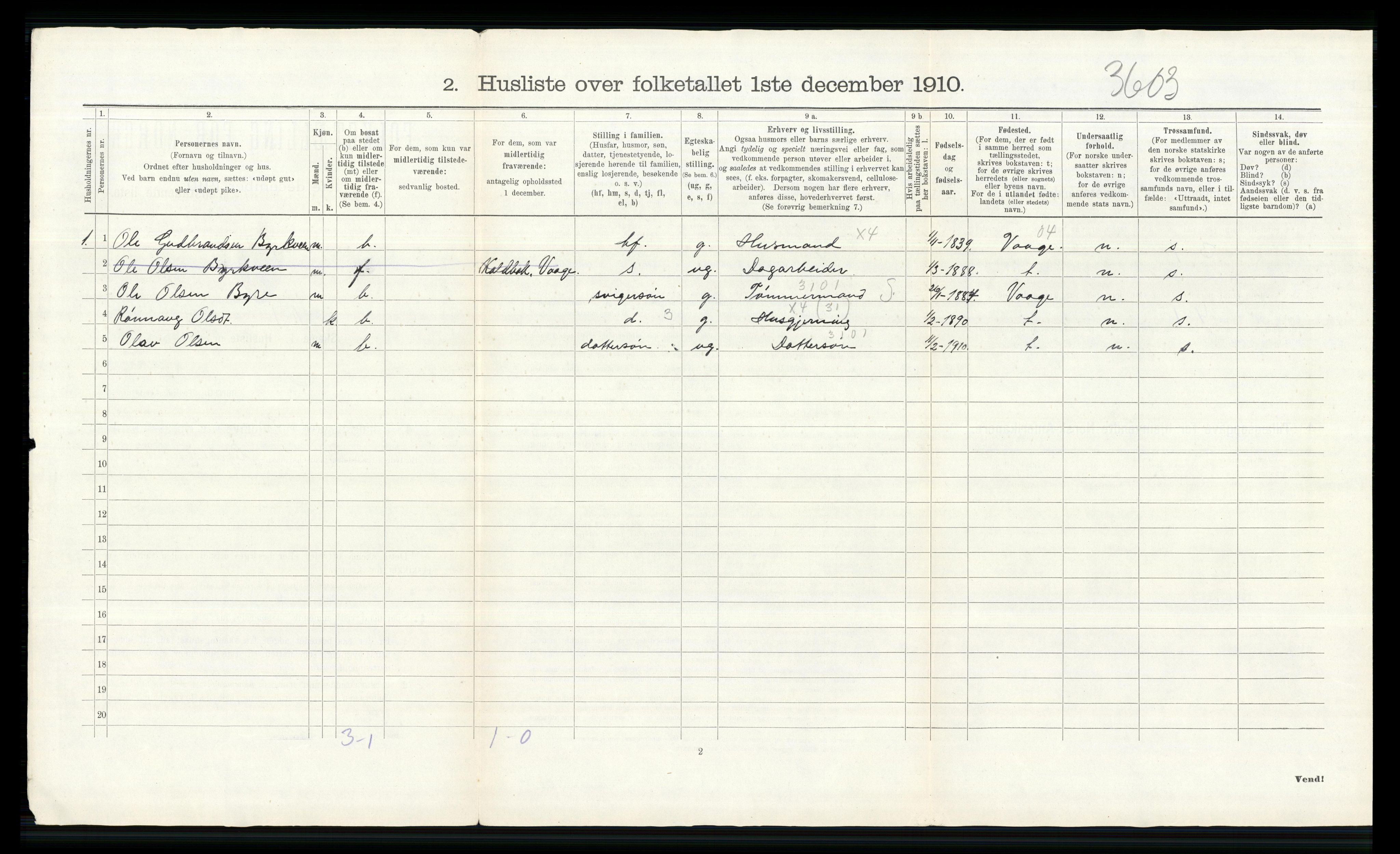 RA, Folketelling 1910 for 0514 Lom herred, 1910, s. 44