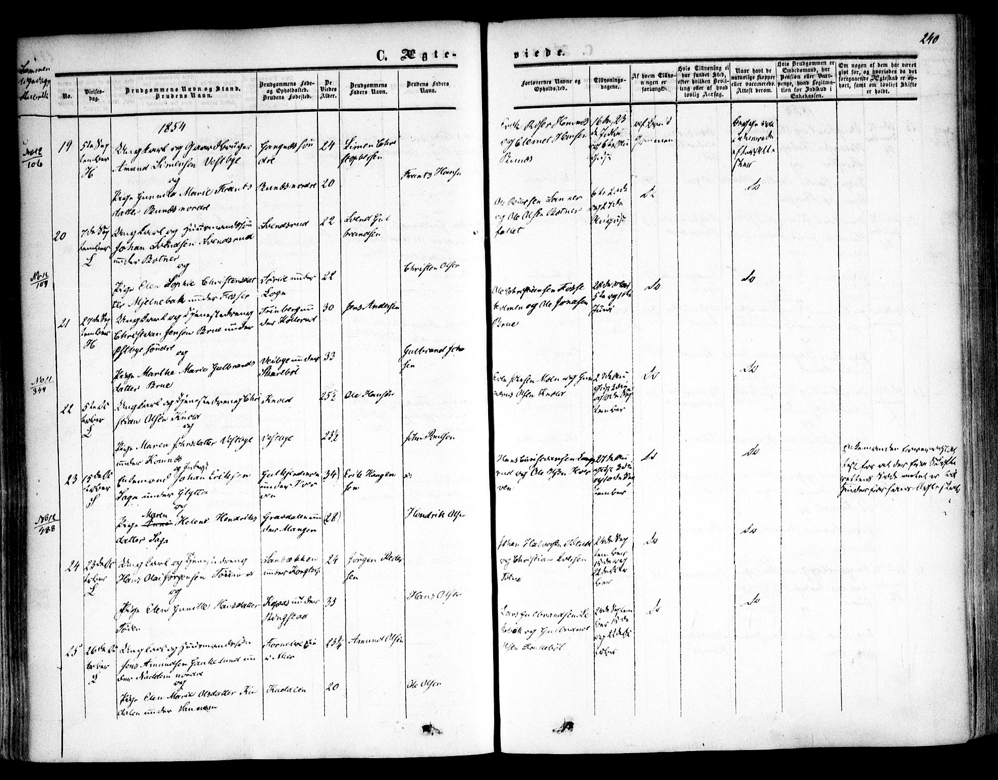 Høland prestekontor Kirkebøker, AV/SAO-A-10346a/F/Fa/L0010: Ministerialbok nr. I 10, 1854-1861, s. 240