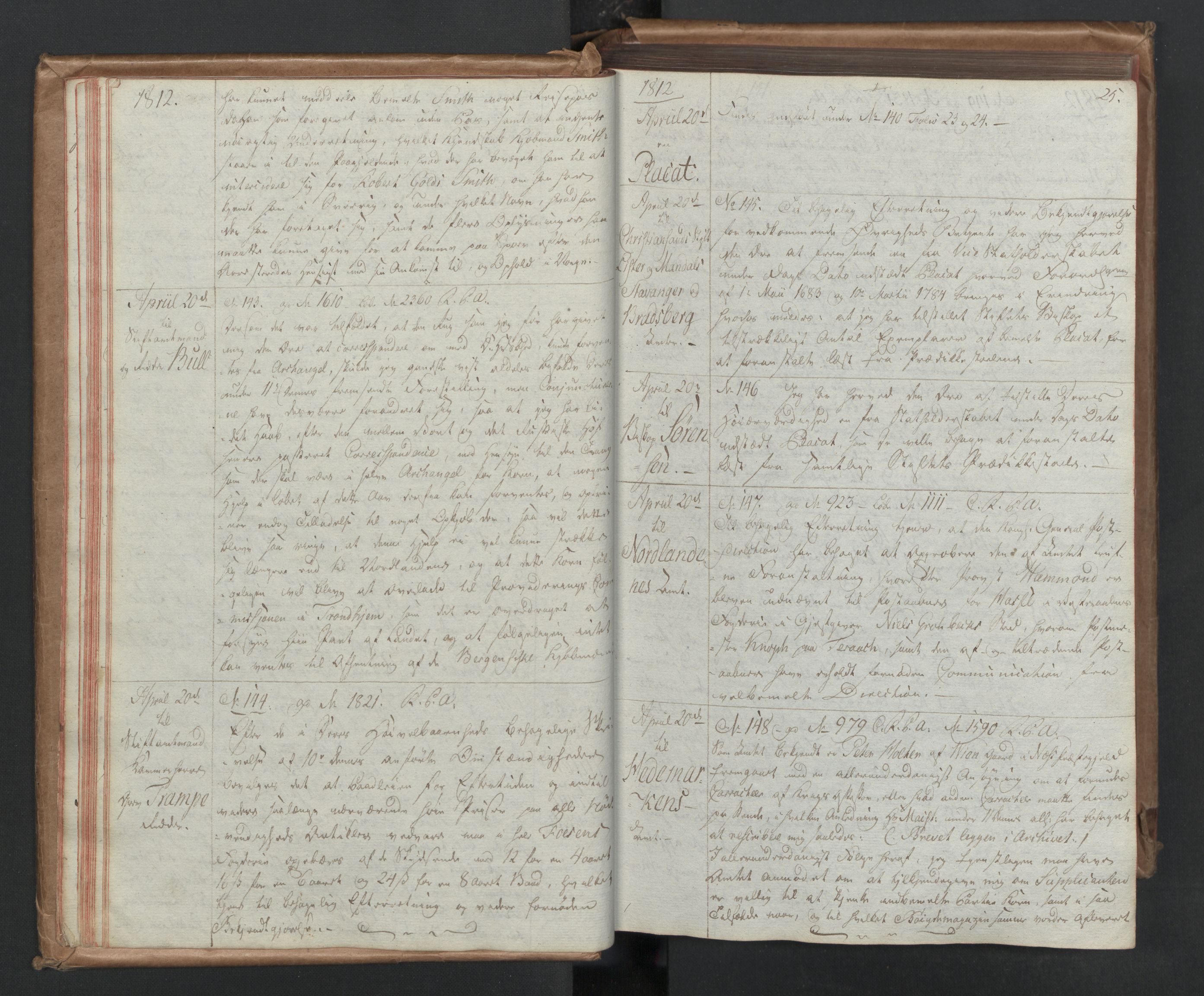 Stattholderembetet 1810-1814, 1. kontor (Kontor A), AV/RA-EA-2872/Bc/L0002: Korrespondanseprotokoll, 1812-1814, s. 24b-25a