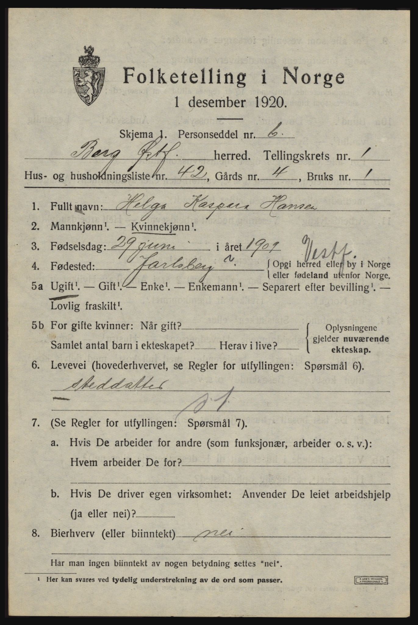 SAO, Folketelling 1920 for 0116 Berg herred, 1920, s. 2535