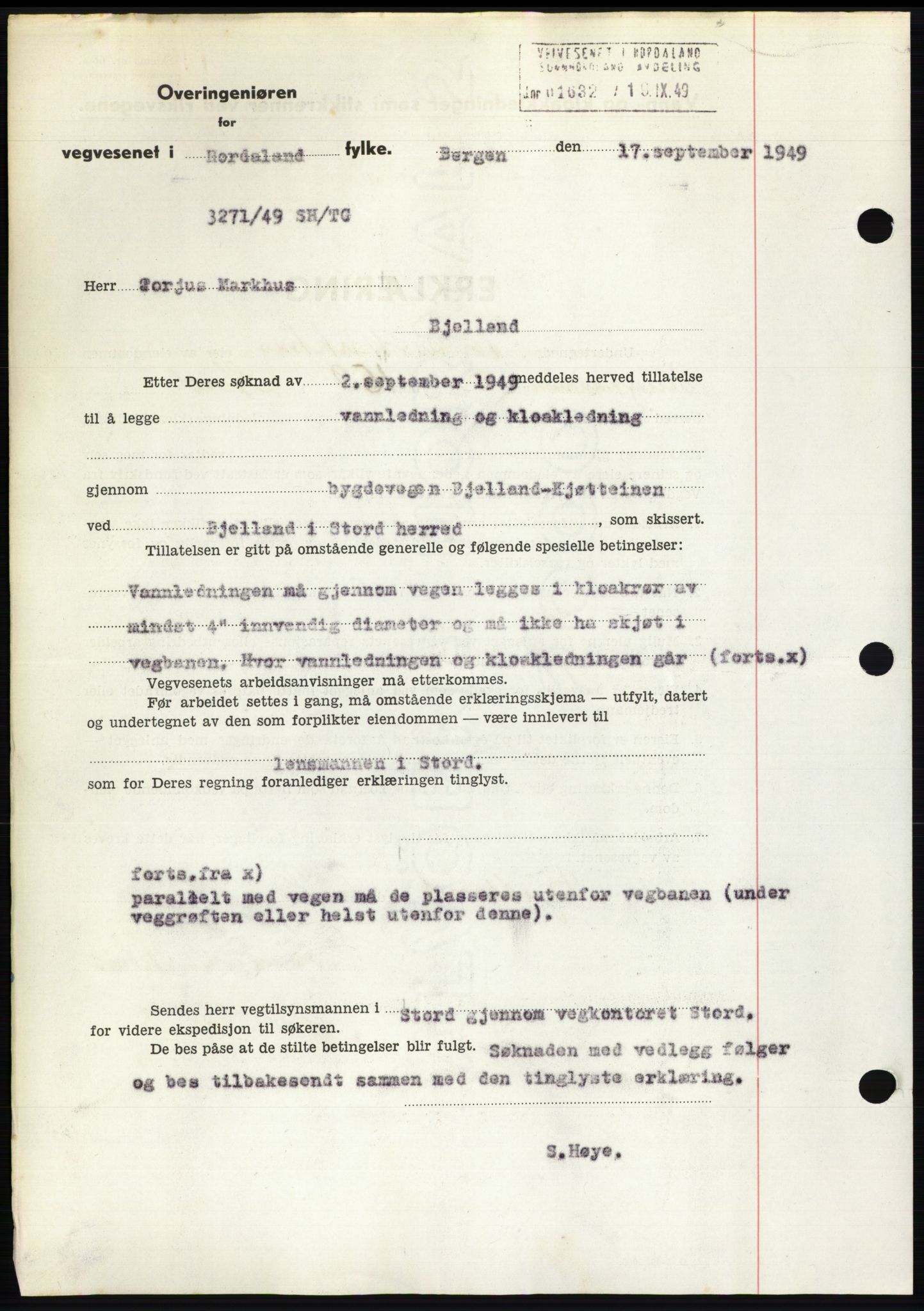 Sunnhordland sorenskrivar, AV/SAB-A-2401: Pantebok nr. B75-79, 1948-1950, Dagboknr: 2395/1949