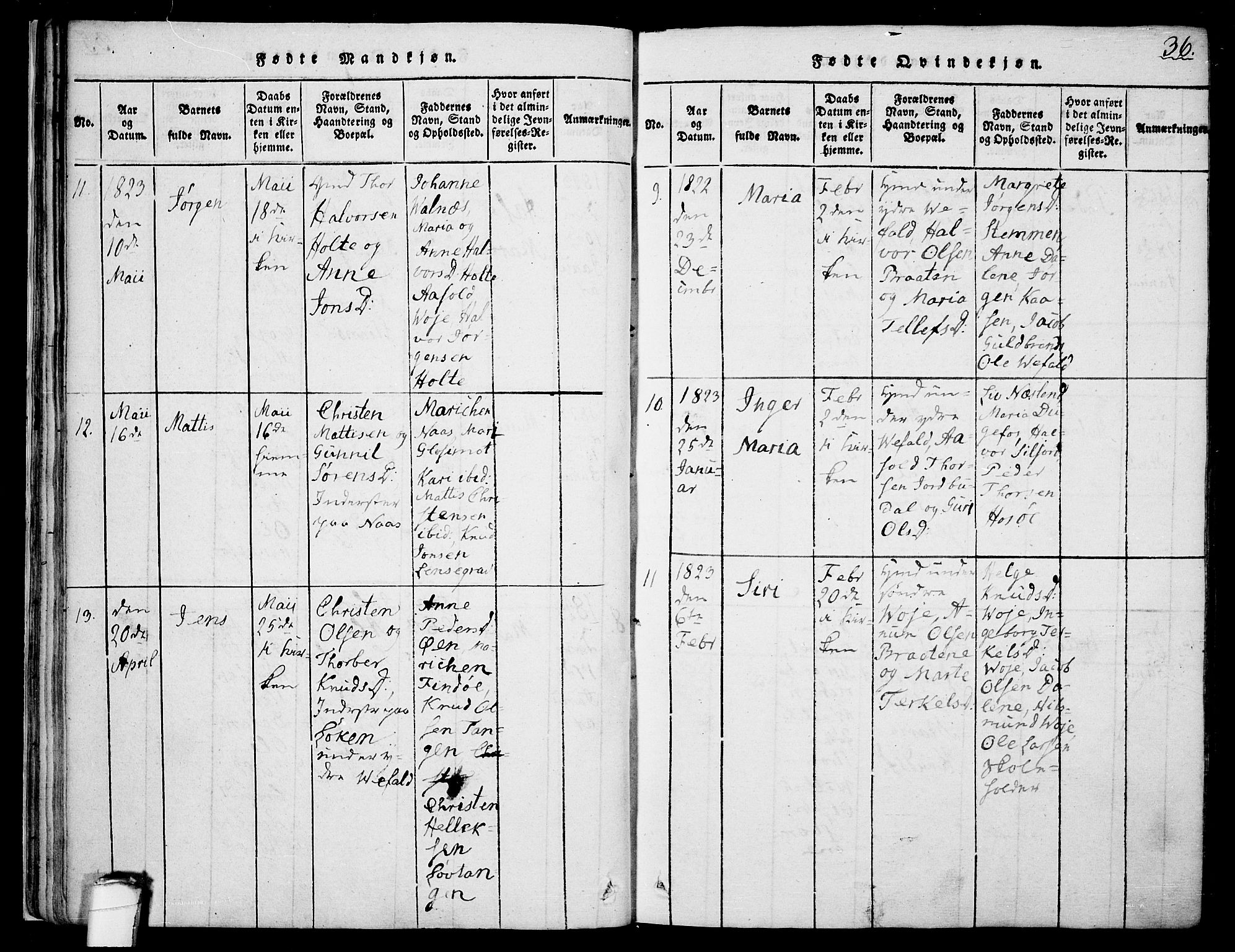Drangedal kirkebøker, AV/SAKO-A-258/F/Fa/L0005: Ministerialbok nr. 5 /1, 1814-1831, s. 36