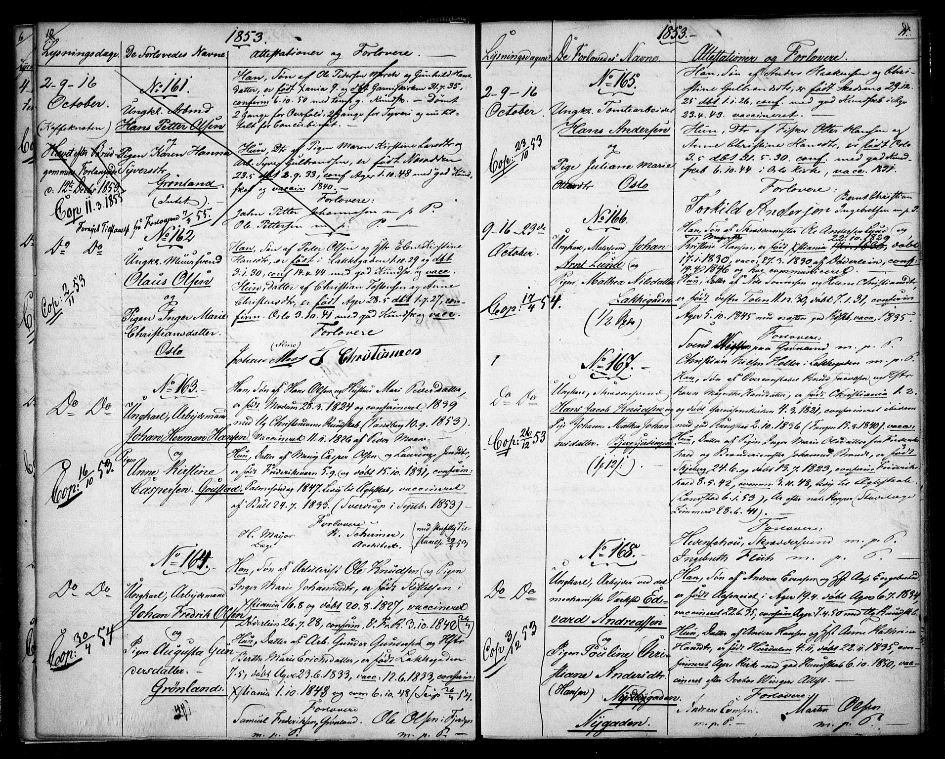 Aker prestekontor kirkebøker, AV/SAO-A-10861/H/L0005: Lysningsprotokoll nr. 5, 1853-1864, s. 10-11