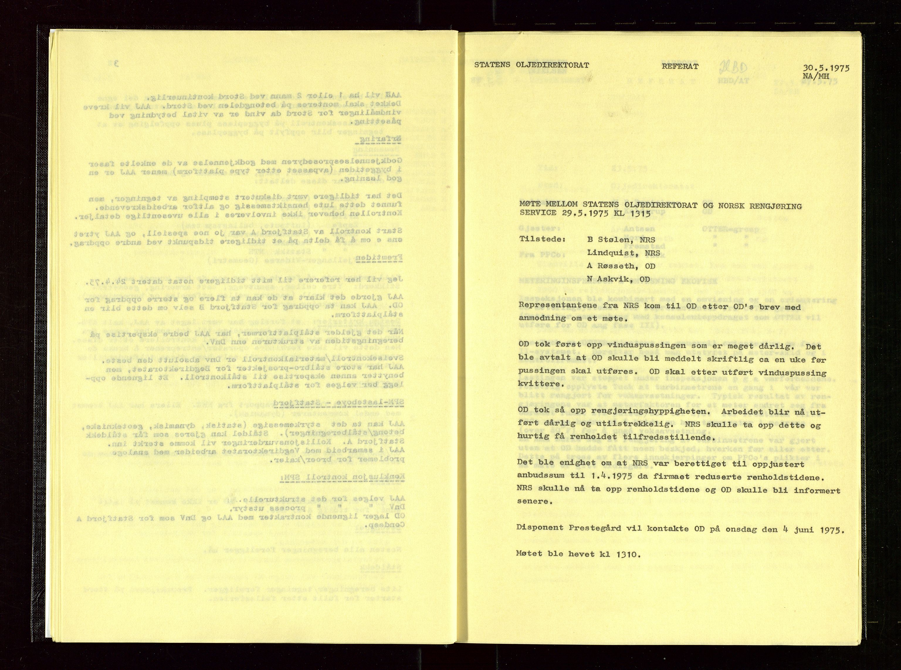 Oljedirektoratet, SAST/A-101366/Aa/L0004: Referatprotokoller, 1975