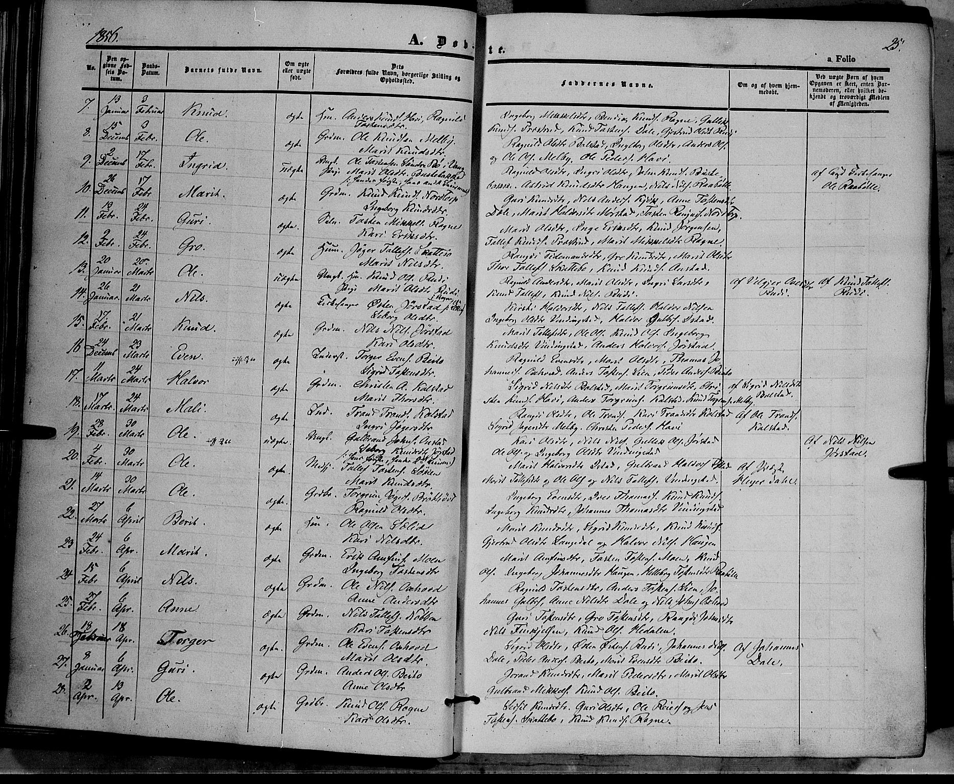 Øystre Slidre prestekontor, AV/SAH-PREST-138/H/Ha/Haa/L0001: Ministerialbok nr. 1, 1849-1874, s. 25
