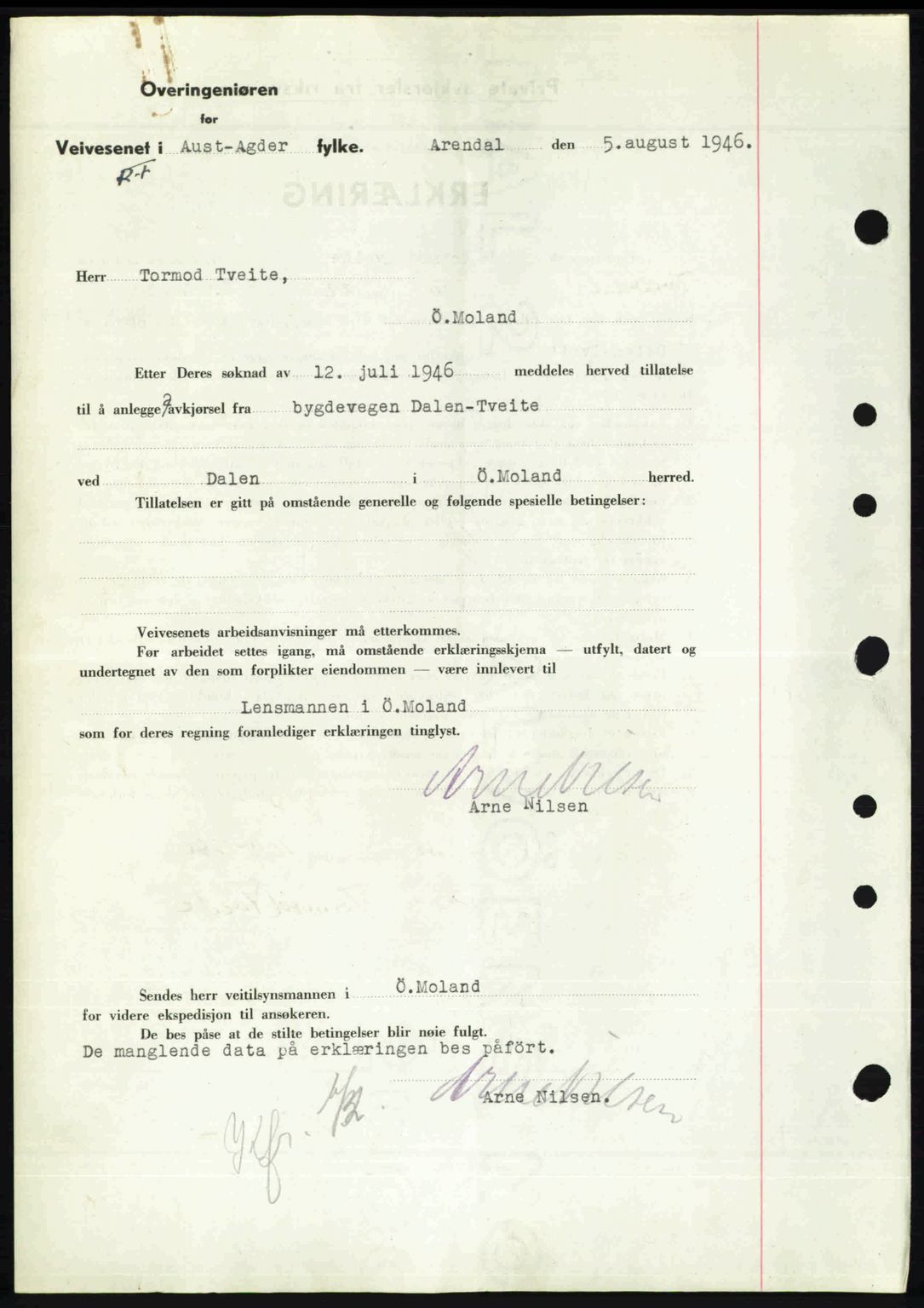 Nedenes sorenskriveri, SAK/1221-0006/G/Gb/Gba/L0055: Pantebok nr. A7, 1946-1946, Dagboknr: 926/1946