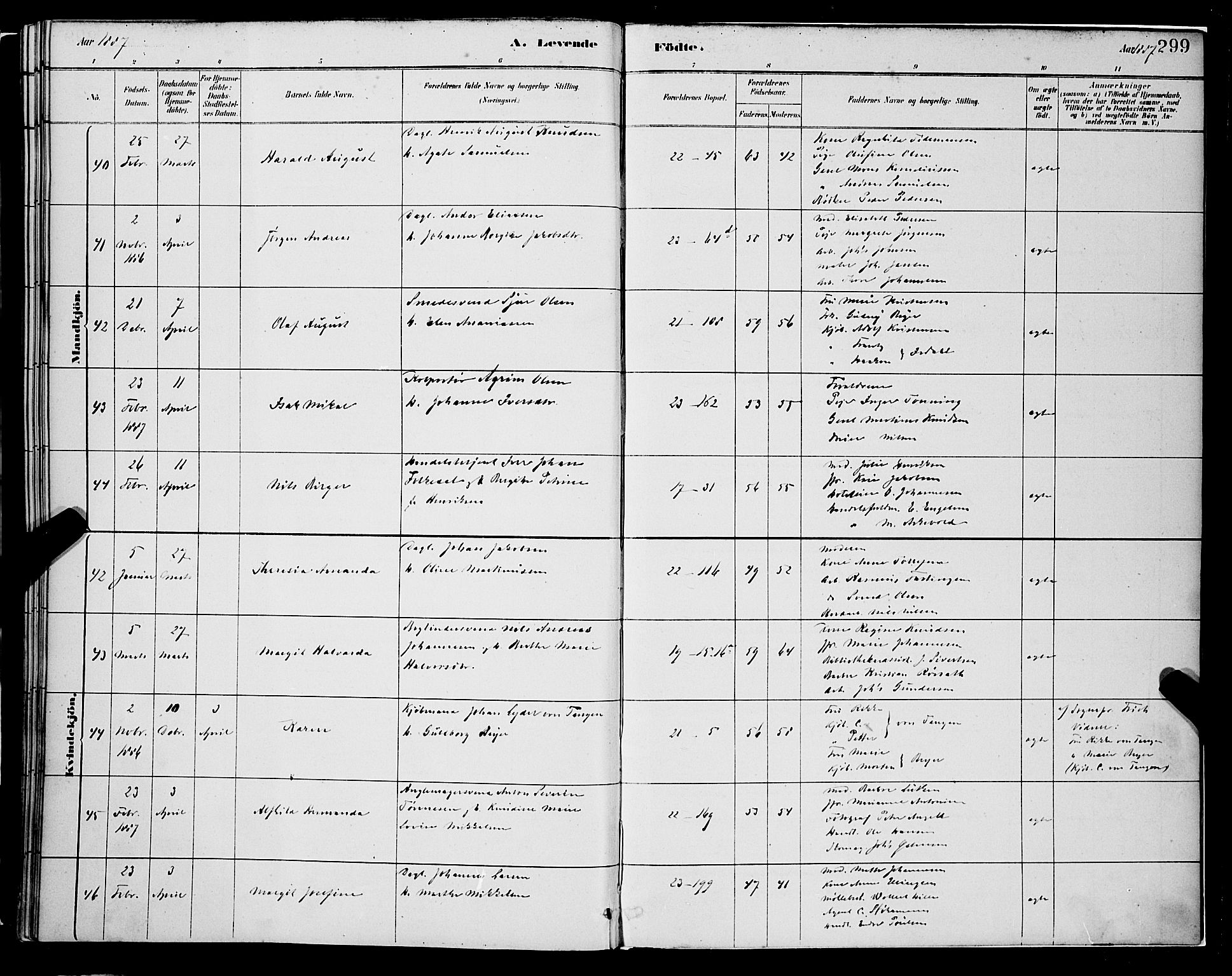 Korskirken sokneprestembete, SAB/A-76101/H/Hab: Klokkerbok nr. B 8, 1878-1887, s. 299