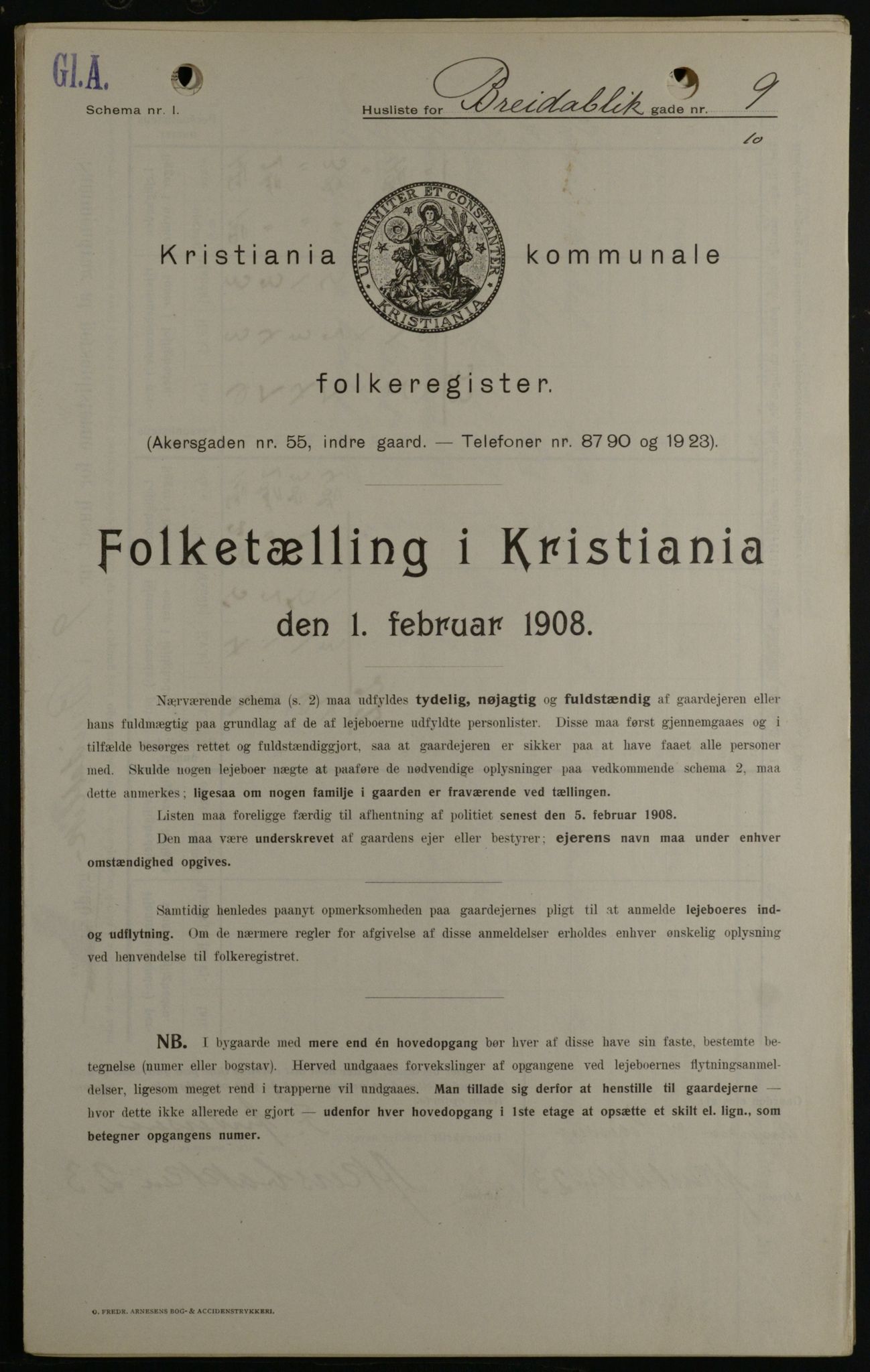 OBA, Kommunal folketelling 1.2.1908 for Kristiania kjøpstad, 1908, s. 7861