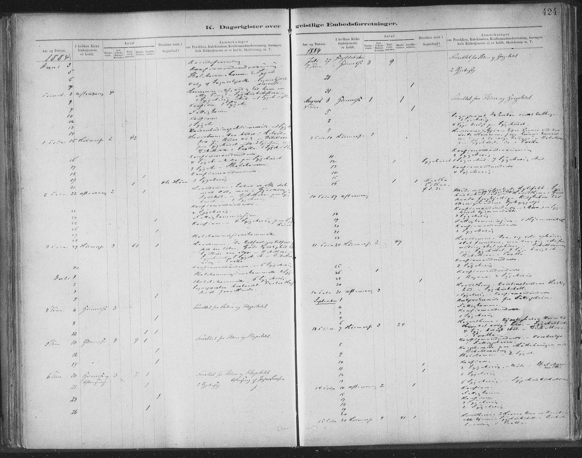 Ministerialprotokoller, klokkerbøker og fødselsregistre - Sør-Trøndelag, SAT/A-1456/603/L0163: Ministerialbok nr. 603A02, 1879-1895, s. 424