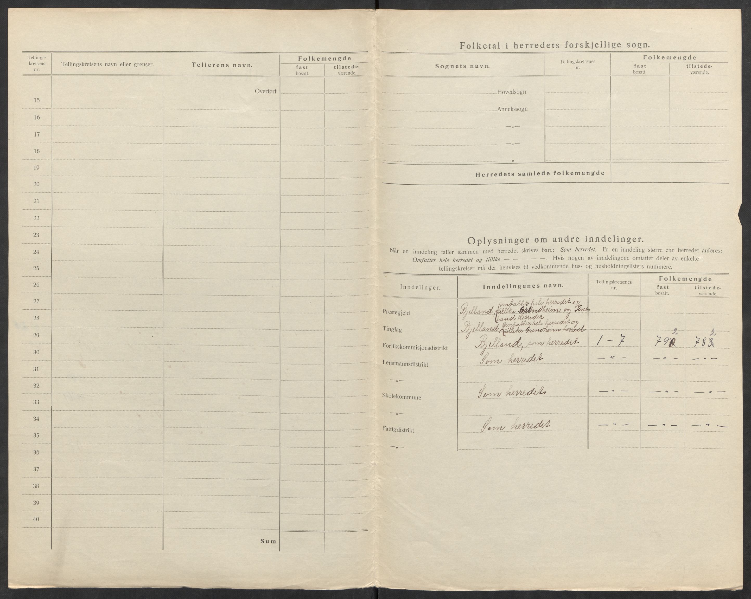 SAK, Folketelling 1920 for 1024 Bjelland herred, 1920, s. 12