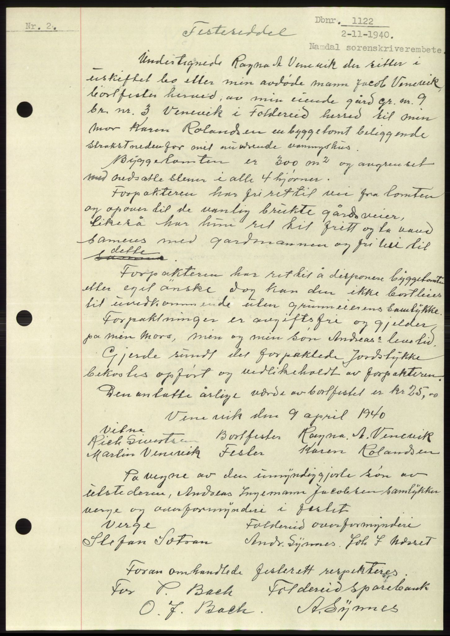 Namdal sorenskriveri, SAT/A-4133/1/2/2C: Pantebok nr. -, 1940-1941, Tingl.dato: 02.11.1940