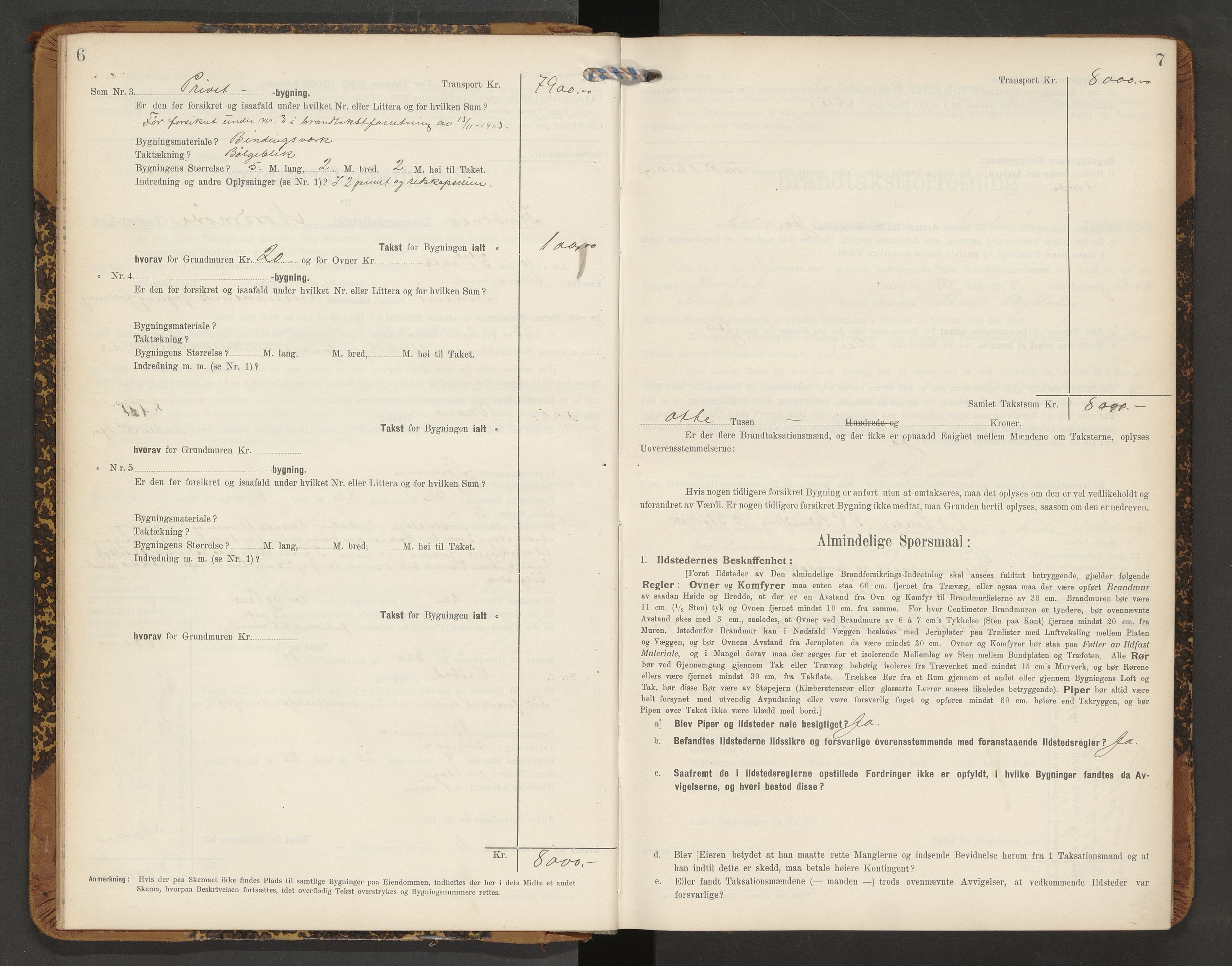 Norges Brannkasse Averøy og Frei, AV/SAT-A-5505/Fb/L0003: Branntakstprotokoll, 1910-1926, s. 6-7