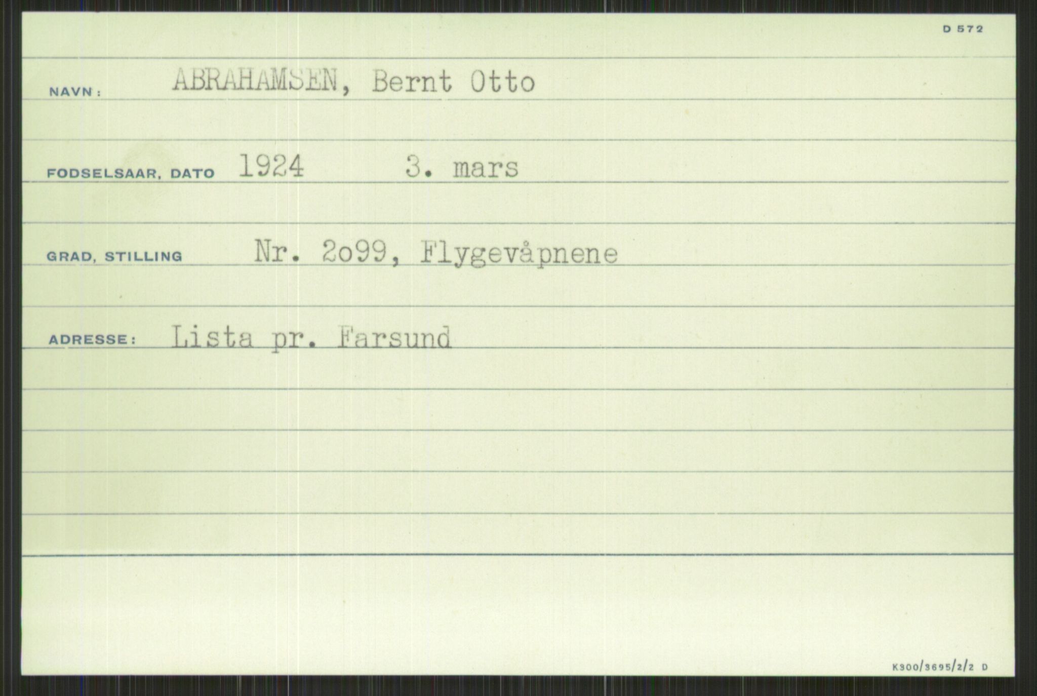 Forsvaret, Krigsdekorasjonskanselliet, AV/RA-RAFA-5156/G/Ga/Gac/L0001: A - Larsson, 1944-1956