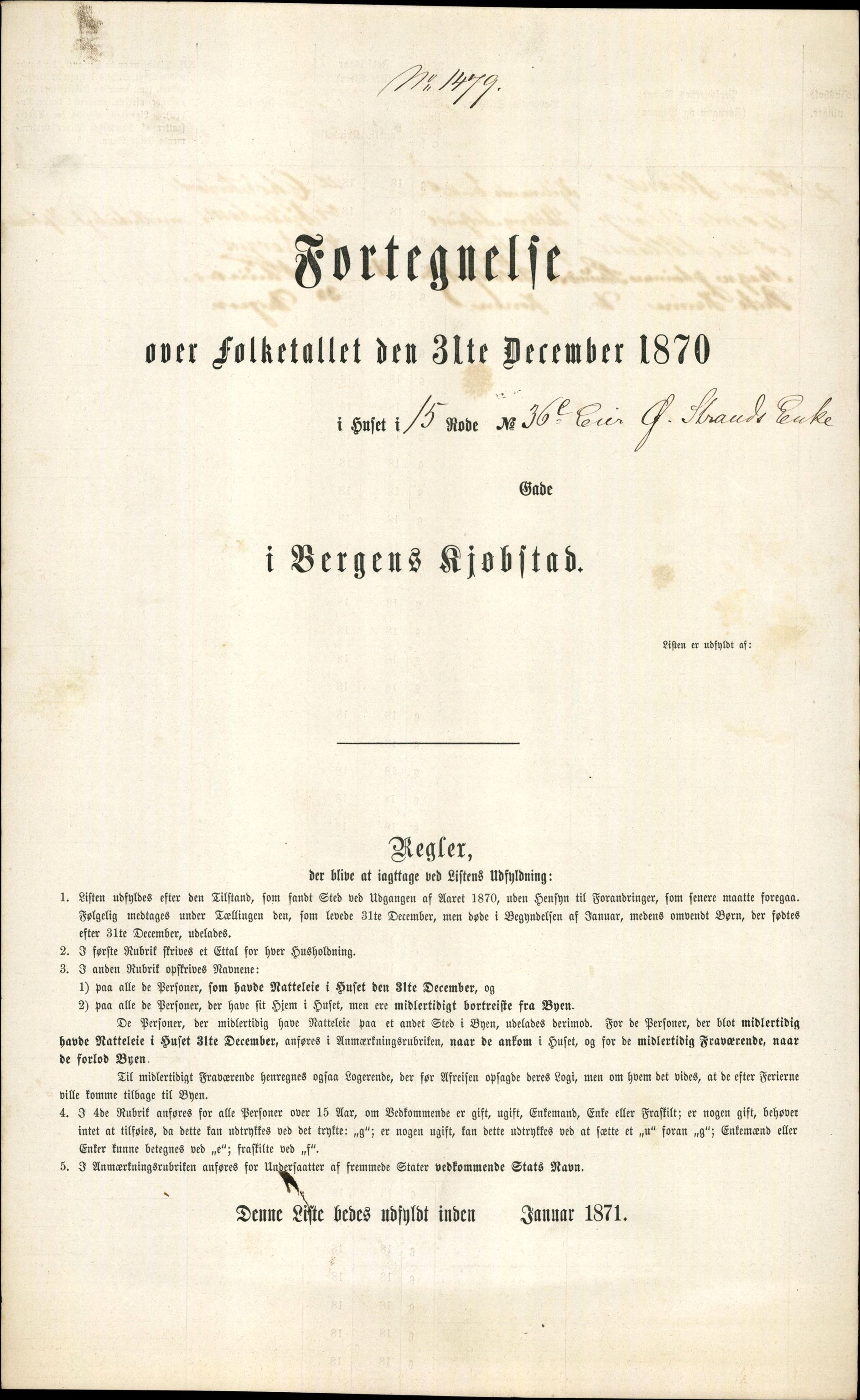 RA, Folketelling 1870 for 1301 Bergen kjøpstad, 1870