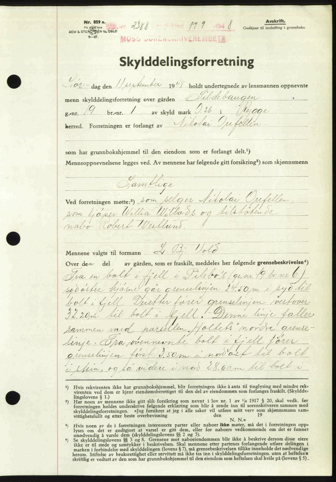 Moss sorenskriveri, SAO/A-10168: Pantebok nr. A20, 1948-1948, Dagboknr: 2388/1948
