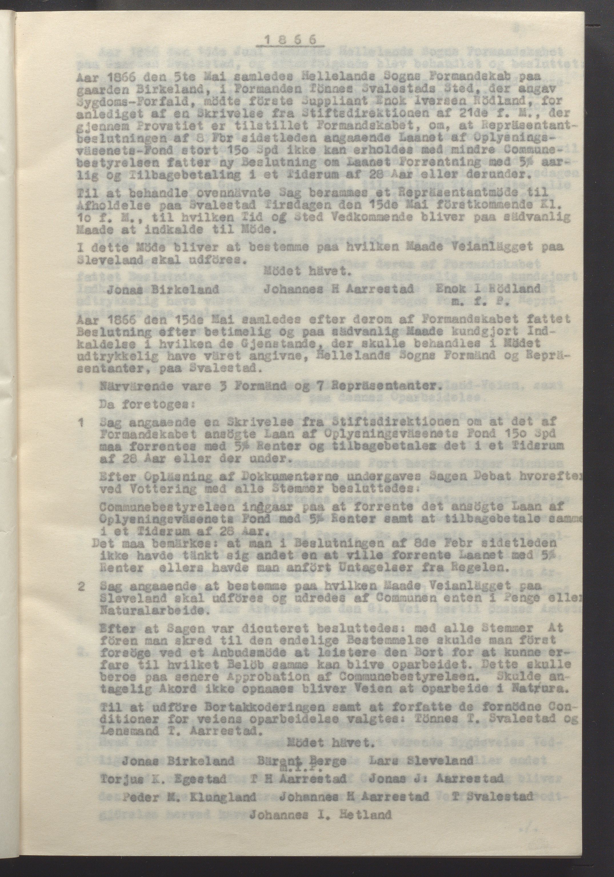 Helleland kommune - Formannskapet, IKAR/K-100479/A/Ab/L0002: Avskrift av møtebok, 1866-1887, s. 1
