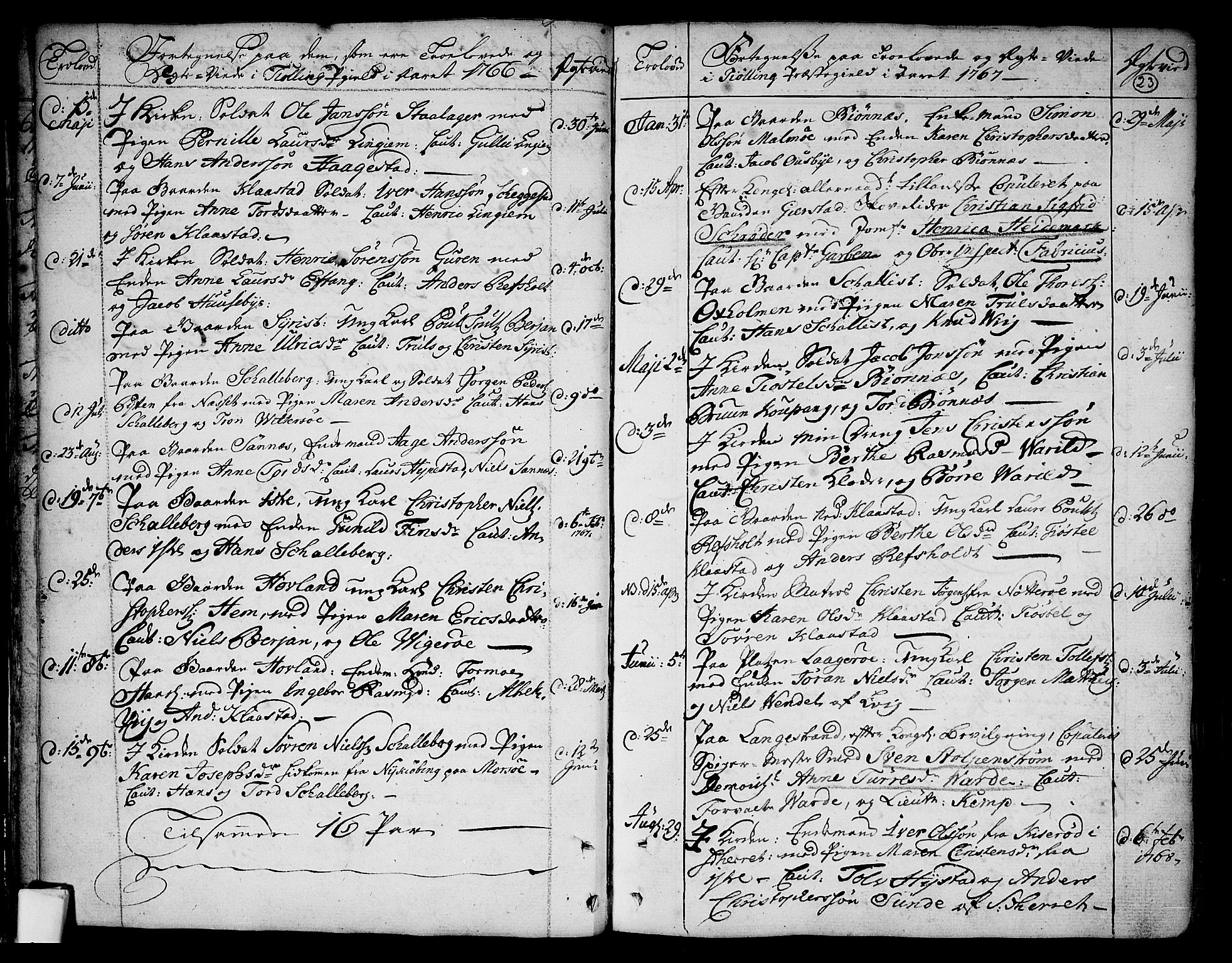 Tjølling kirkebøker, AV/SAKO-A-60/F/Fa/L0003: Ministerialbok nr. 3, 1735-1778, s. 23
