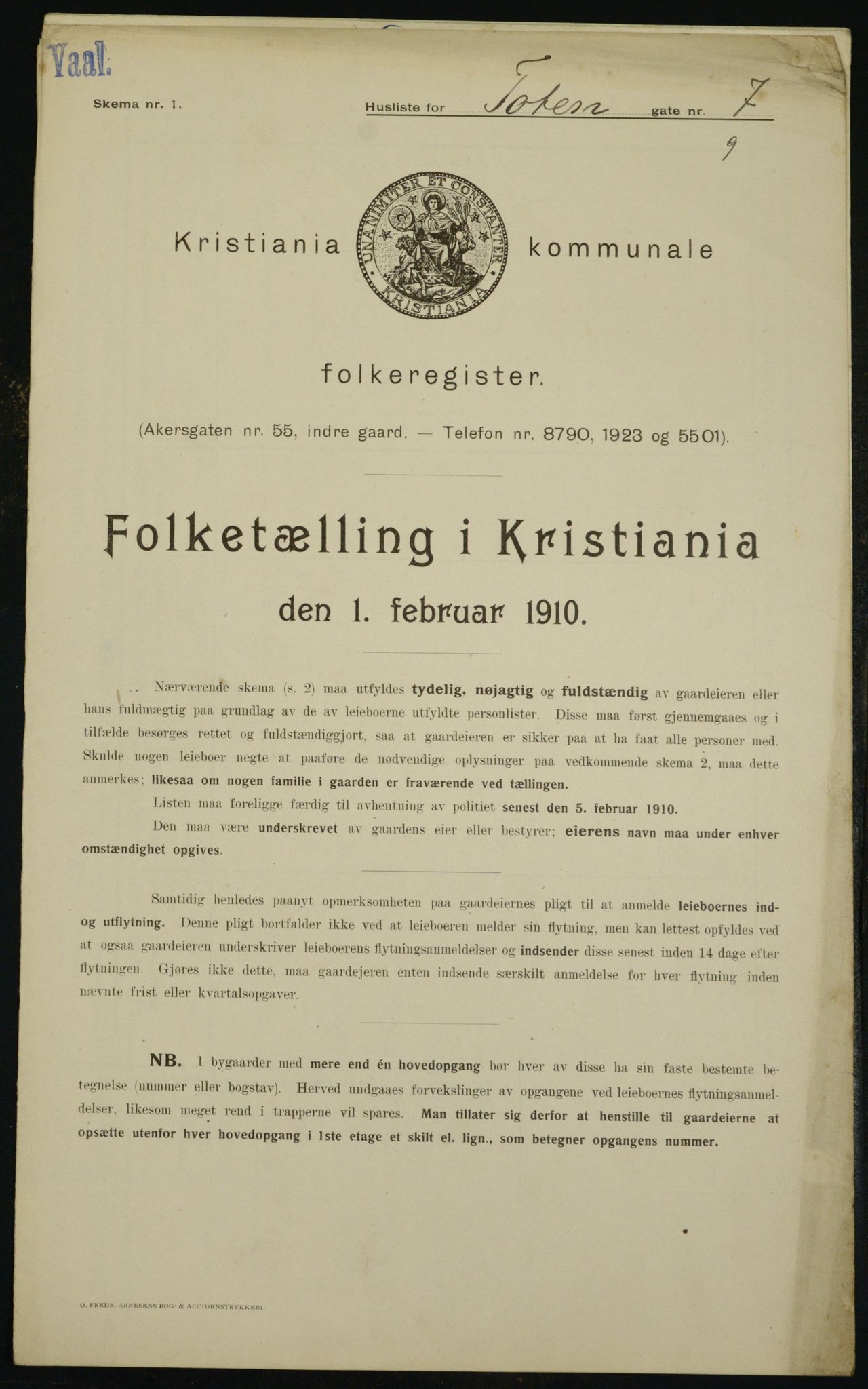 OBA, Kommunal folketelling 1.2.1910 for Kristiania, 1910, s. 109585