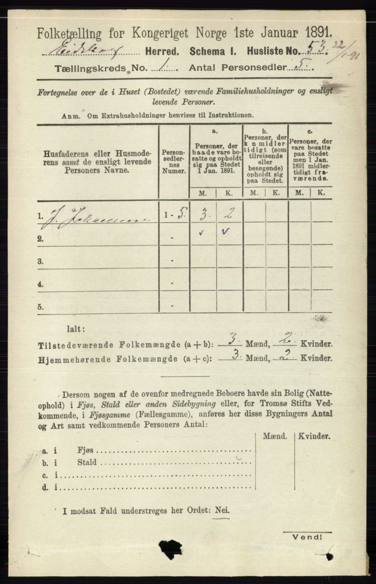 RA, Folketelling 1891 for 0420 Eidskog herred, 1891, s. 91