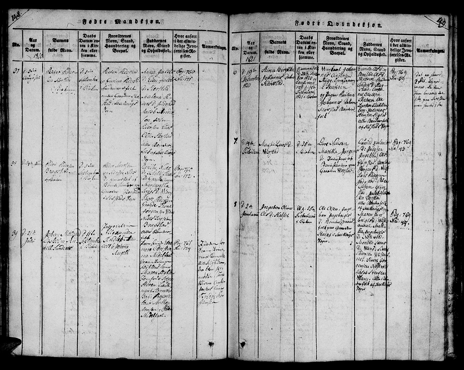 Ministerialprotokoller, klokkerbøker og fødselsregistre - Nord-Trøndelag, SAT/A-1458/730/L0275: Ministerialbok nr. 730A04, 1816-1822, s. 148-149