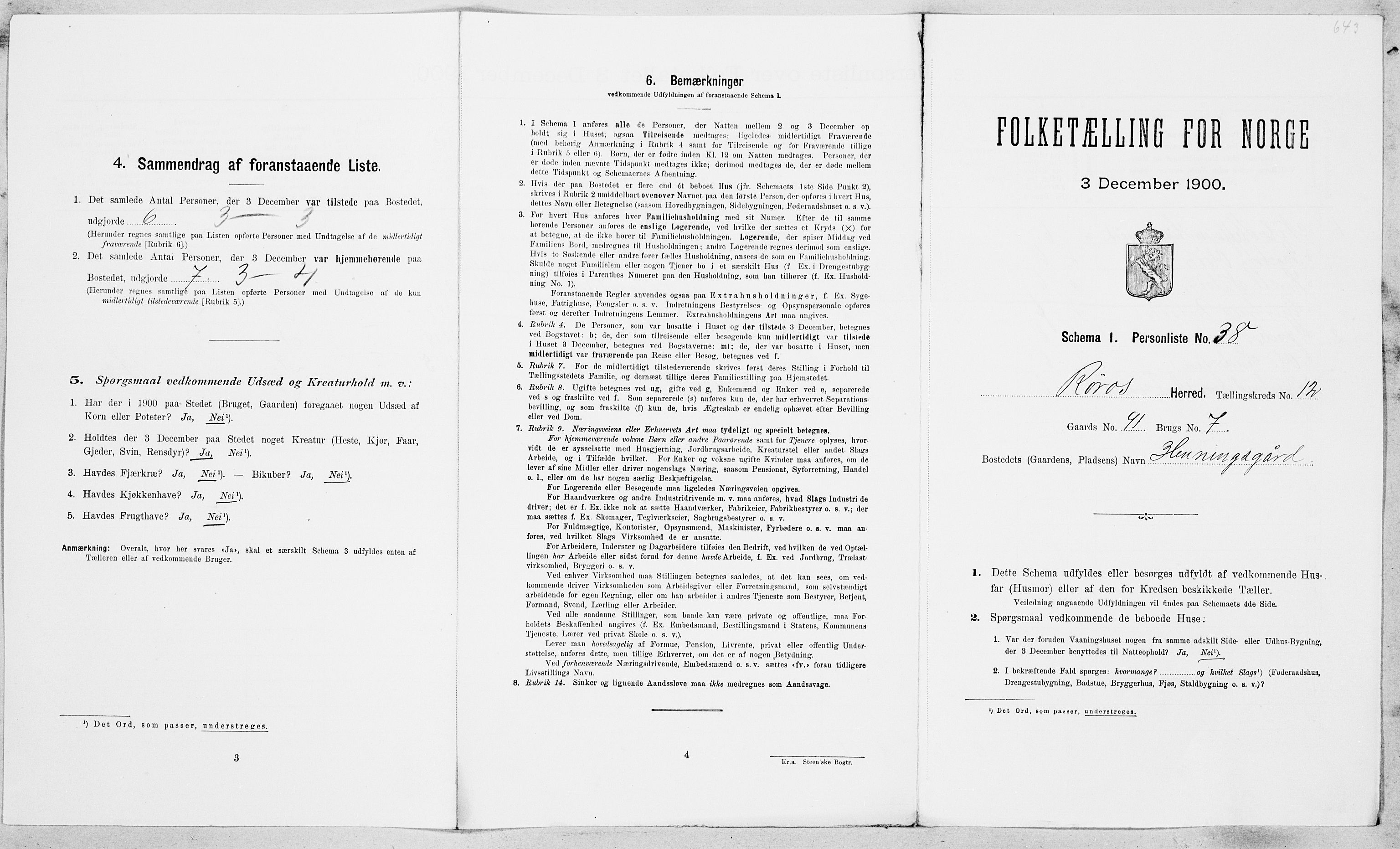 SAT, Folketelling 1900 for 1640 Røros herred, 1900, s. 1364