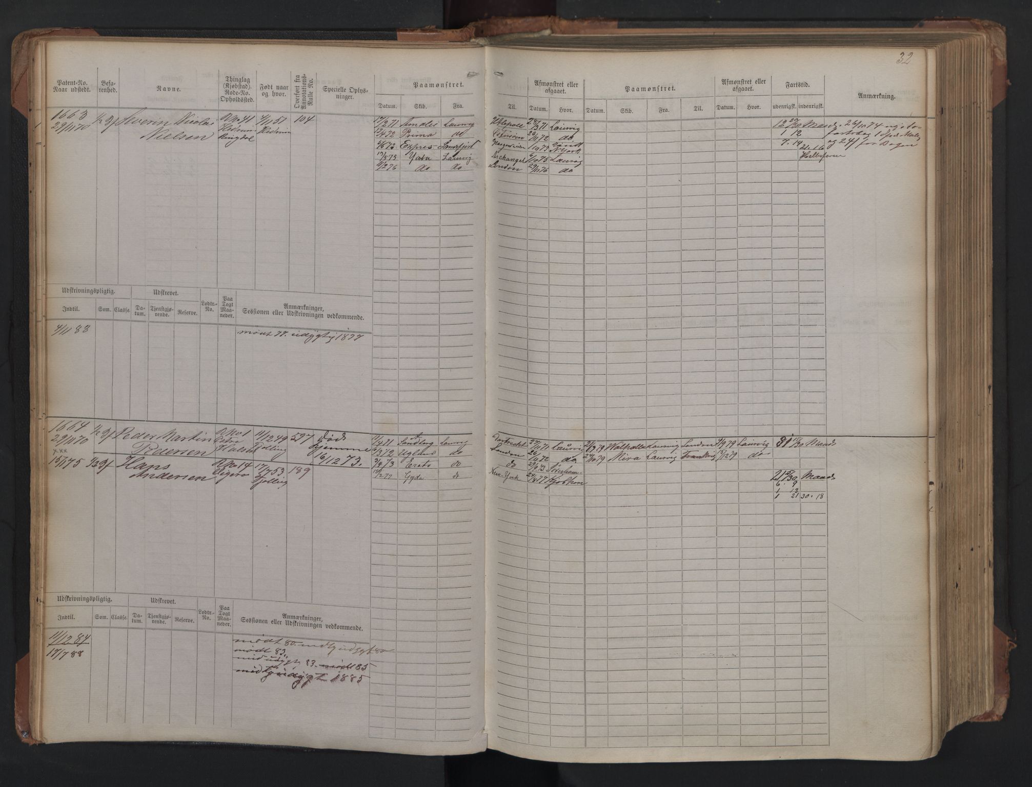 Larvik innrulleringskontor, AV/SAKO-A-787/F/Fc/L0005: Hovedrulle, 1868, s. 32