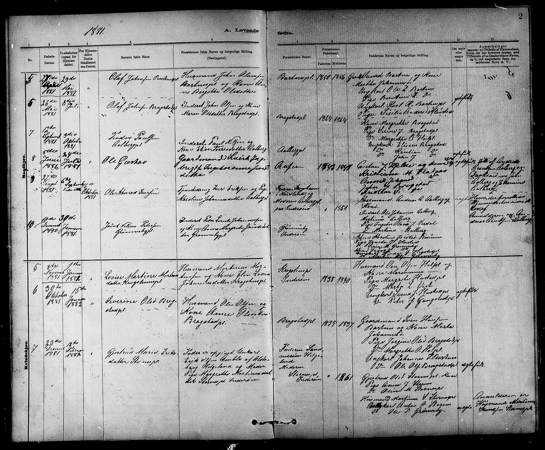 Ministerialprotokoller, klokkerbøker og fødselsregistre - Nord-Trøndelag, AV/SAT-A-1458/732/L0318: Klokkerbok nr. 732C02, 1881-1911, s. 2
