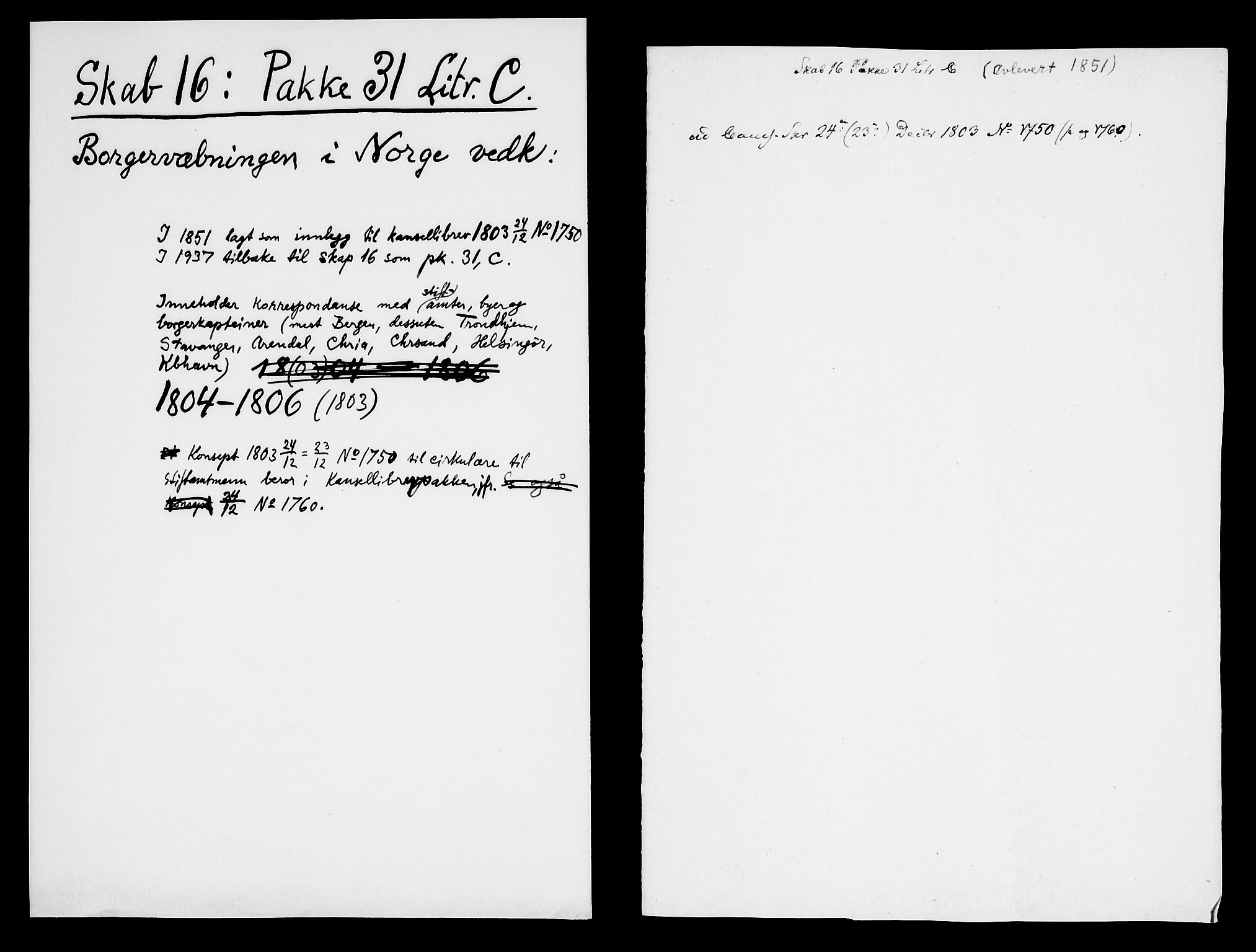 Danske Kanselli, Skapsaker, AV/RA-EA-4061/F/L0109: Skap 16, pakke 31, litra C-D, 1752-1806, s. 2