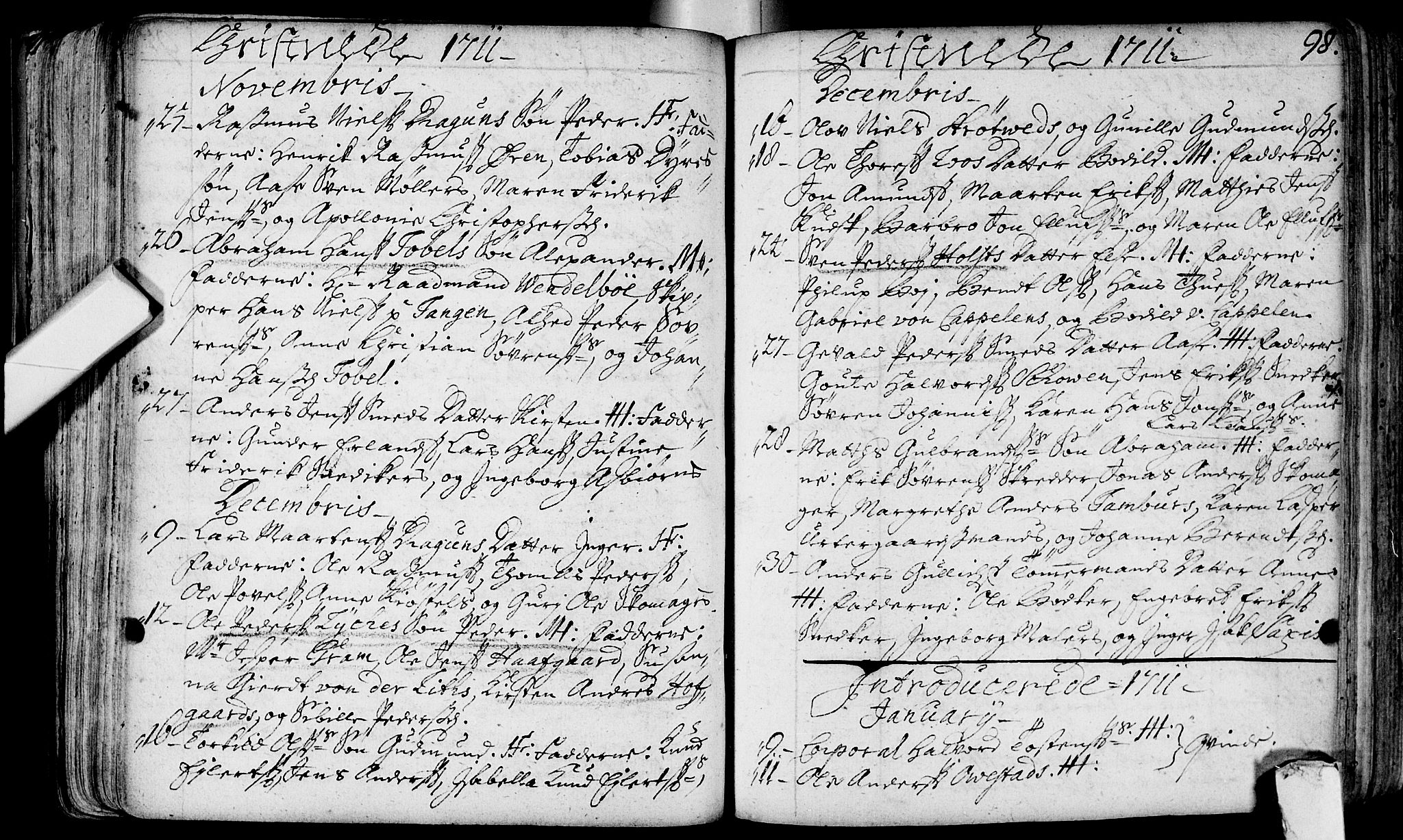 Bragernes kirkebøker, AV/SAKO-A-6/F/Fa/L0003: Ministerialbok nr. I 3, 1706-1734, s. 98