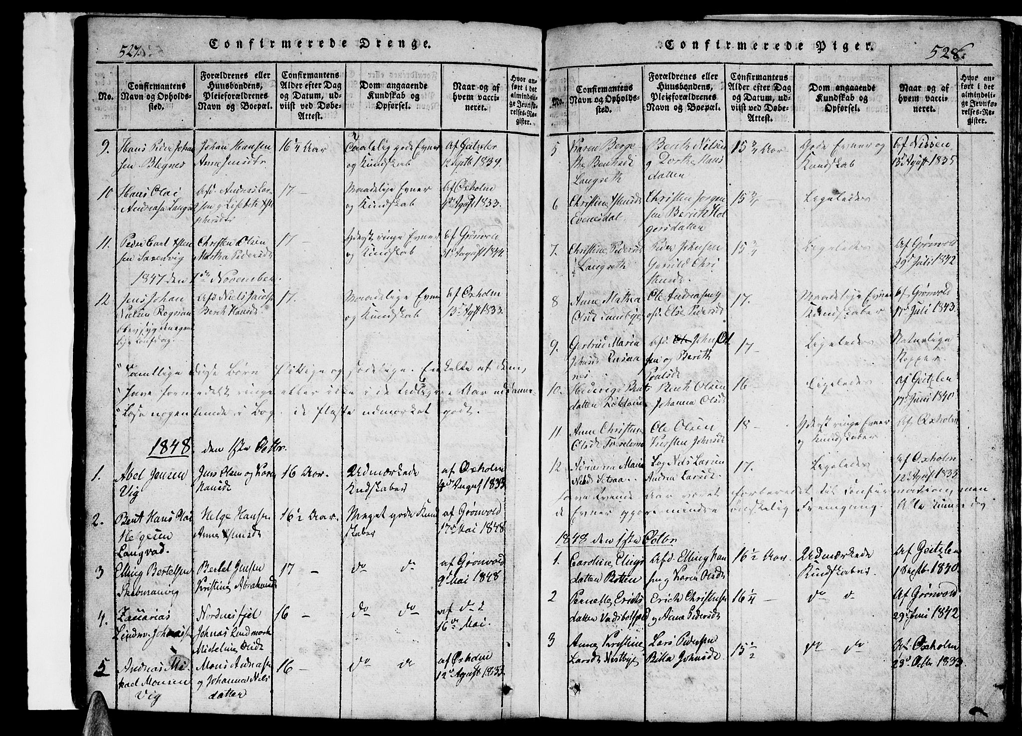 Ministerialprotokoller, klokkerbøker og fødselsregistre - Nordland, AV/SAT-A-1459/847/L0676: Klokkerbok nr. 847C04, 1821-1853, s. 527-528