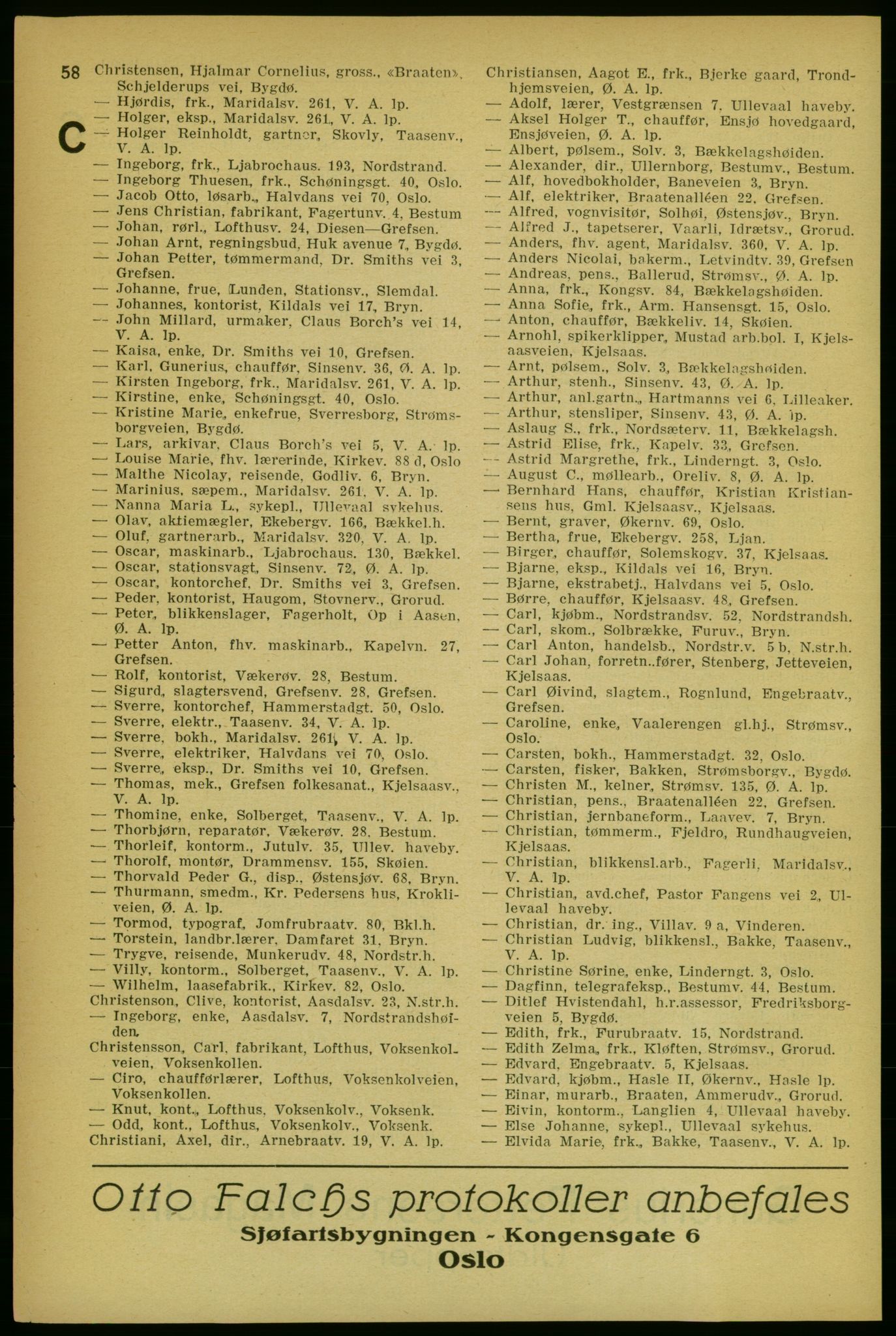 Aker adressebok/adressekalender, PUBL/001/A/004: Aker adressebok, 1929, s. 58