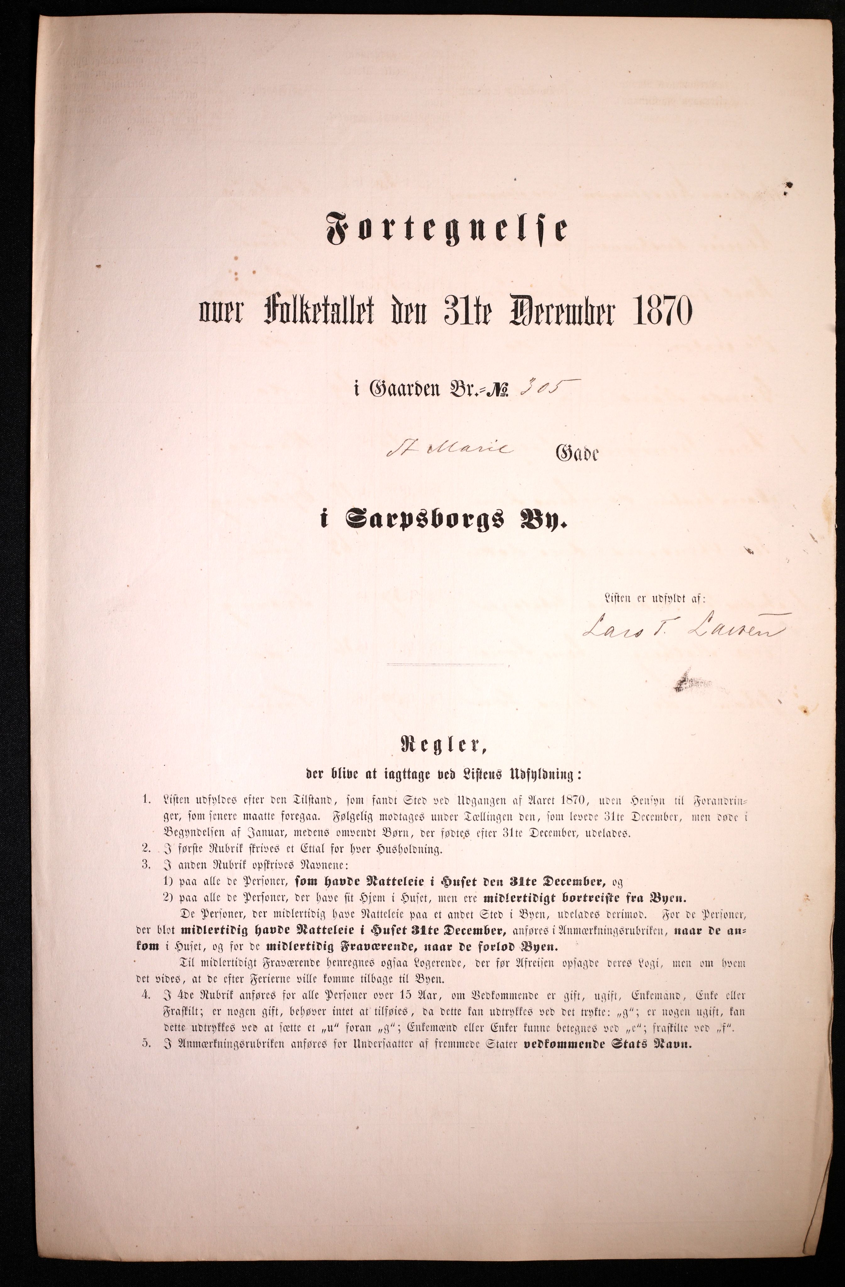 RA, Folketelling 1870 for 0102 Sarpsborg kjøpstad, 1870, s. 225