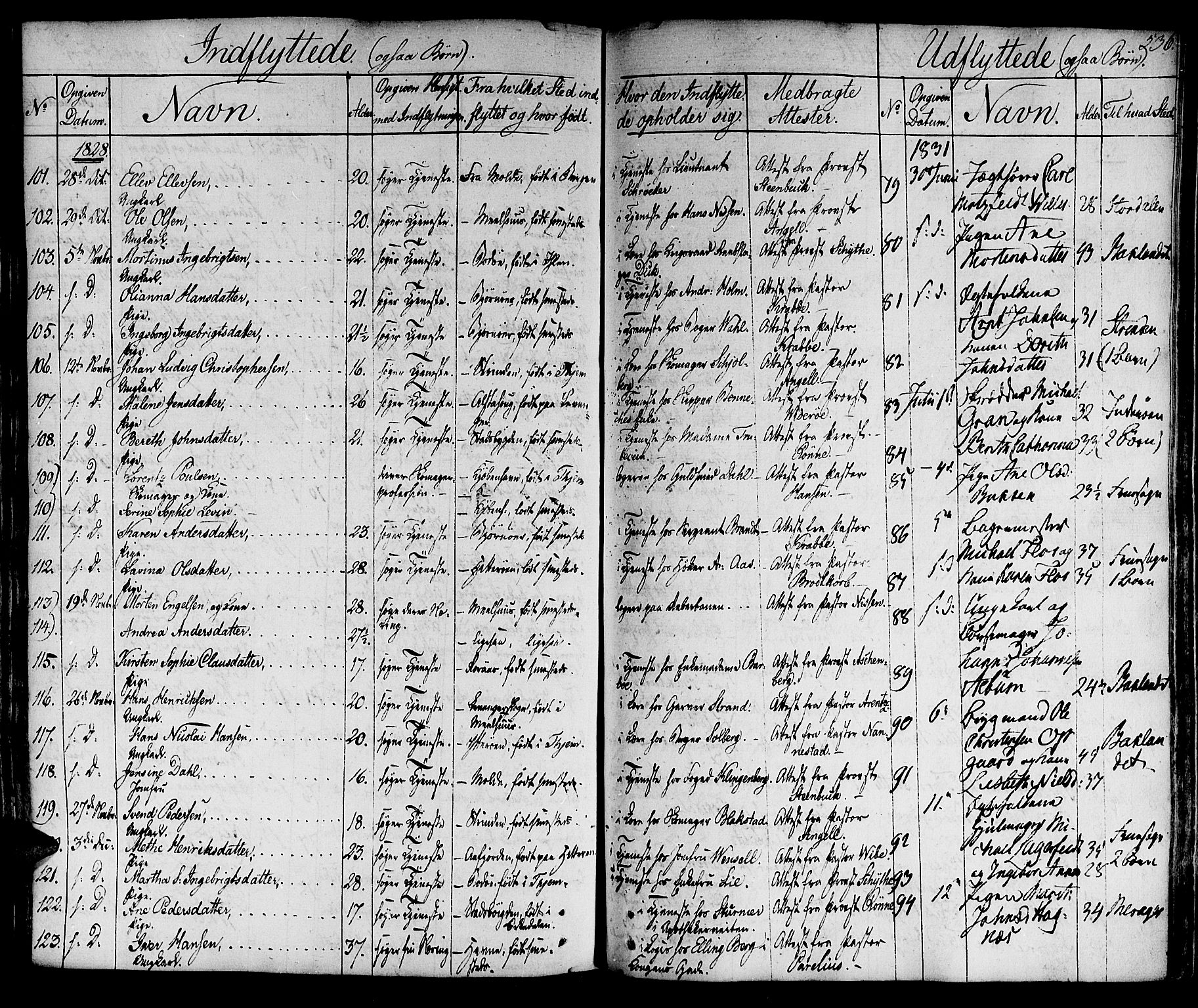 Ministerialprotokoller, klokkerbøker og fødselsregistre - Sør-Trøndelag, SAT/A-1456/601/L0045: Ministerialbok nr. 601A13, 1821-1831, s. 536