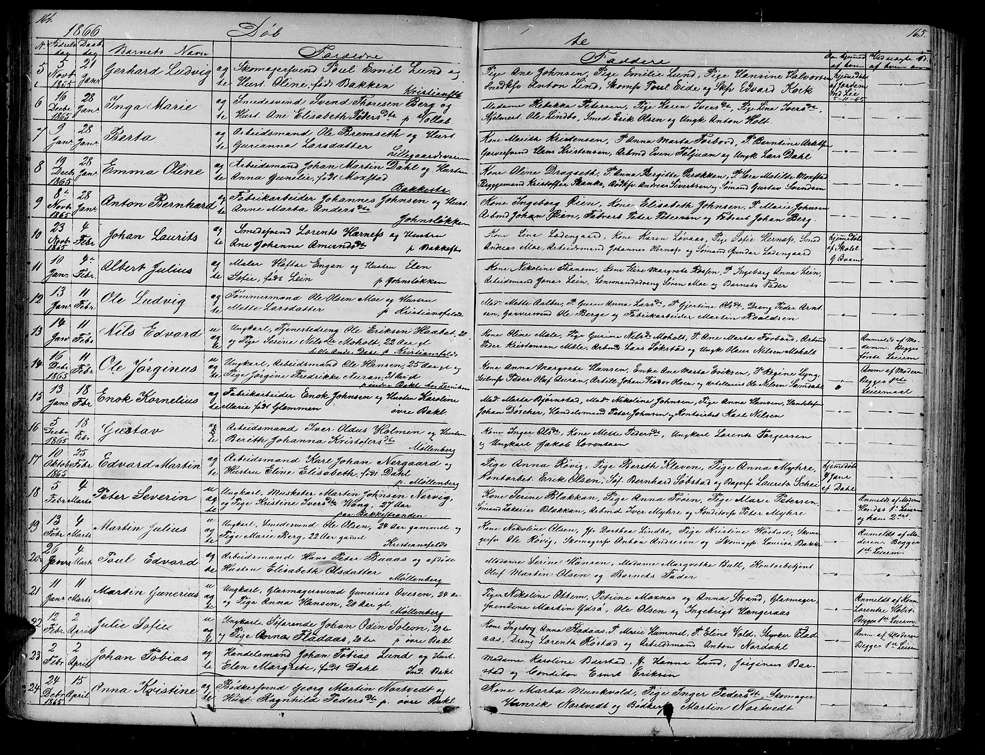 Ministerialprotokoller, klokkerbøker og fødselsregistre - Sør-Trøndelag, SAT/A-1456/604/L0219: Klokkerbok nr. 604C02, 1851-1869, s. 164-165