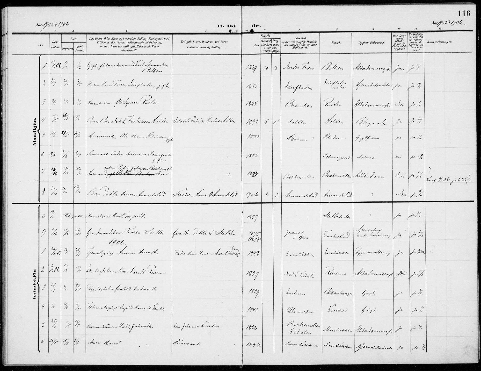 Sel prestekontor, SAH/PREST-074/H/Ha/Haa/L0001: Ministerialbok nr. 1, 1905-1922, s. 116