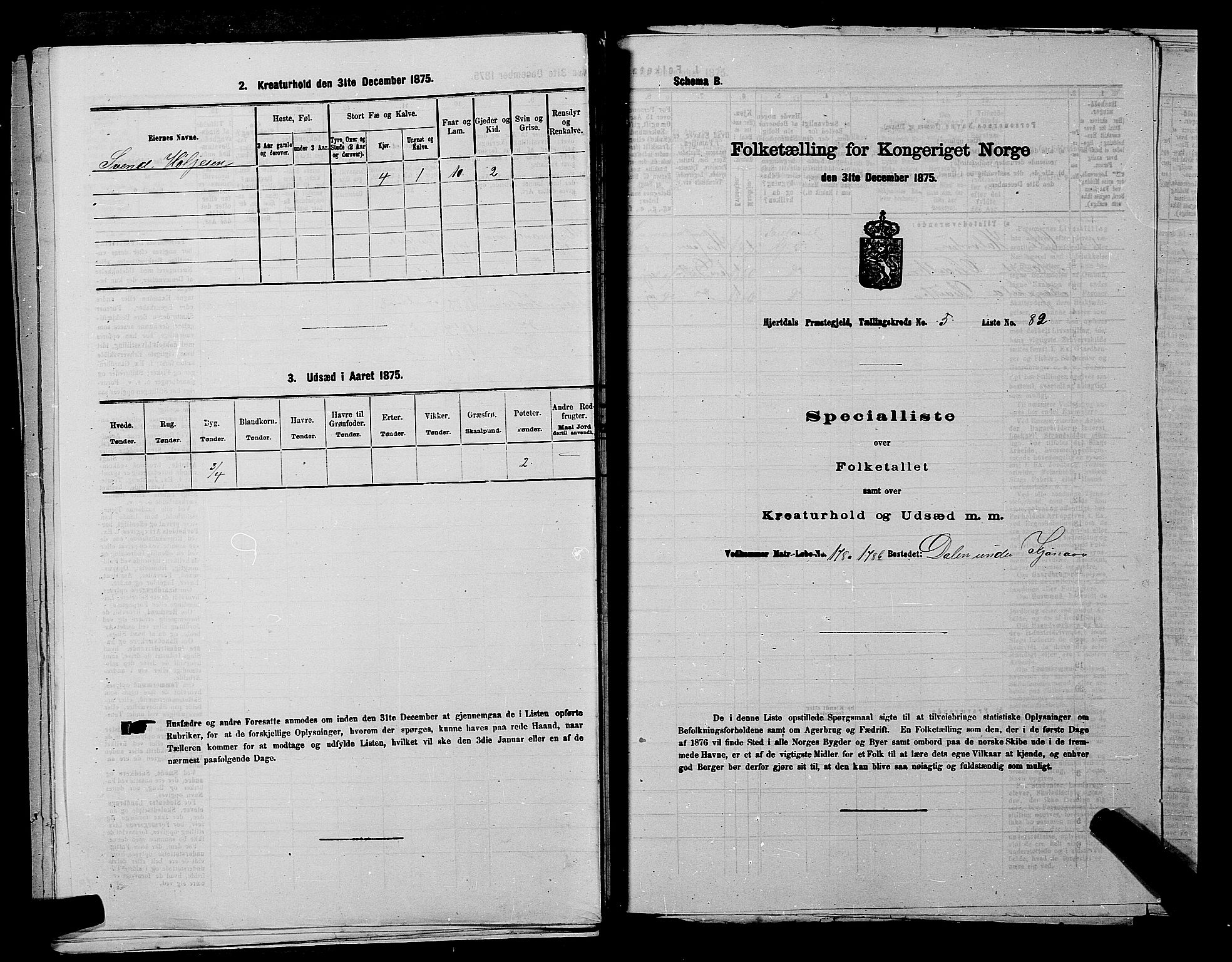 SAKO, Folketelling 1875 for 0827P Hjartdal prestegjeld, 1875, s. 812