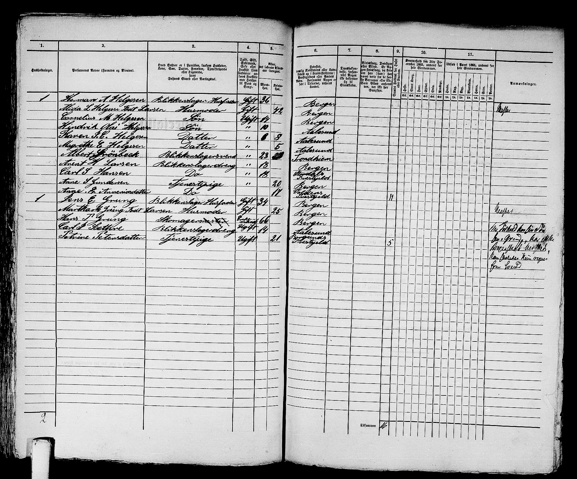 RA, Folketelling 1865 for 1501P Ålesund prestegjeld, 1865, s. 167