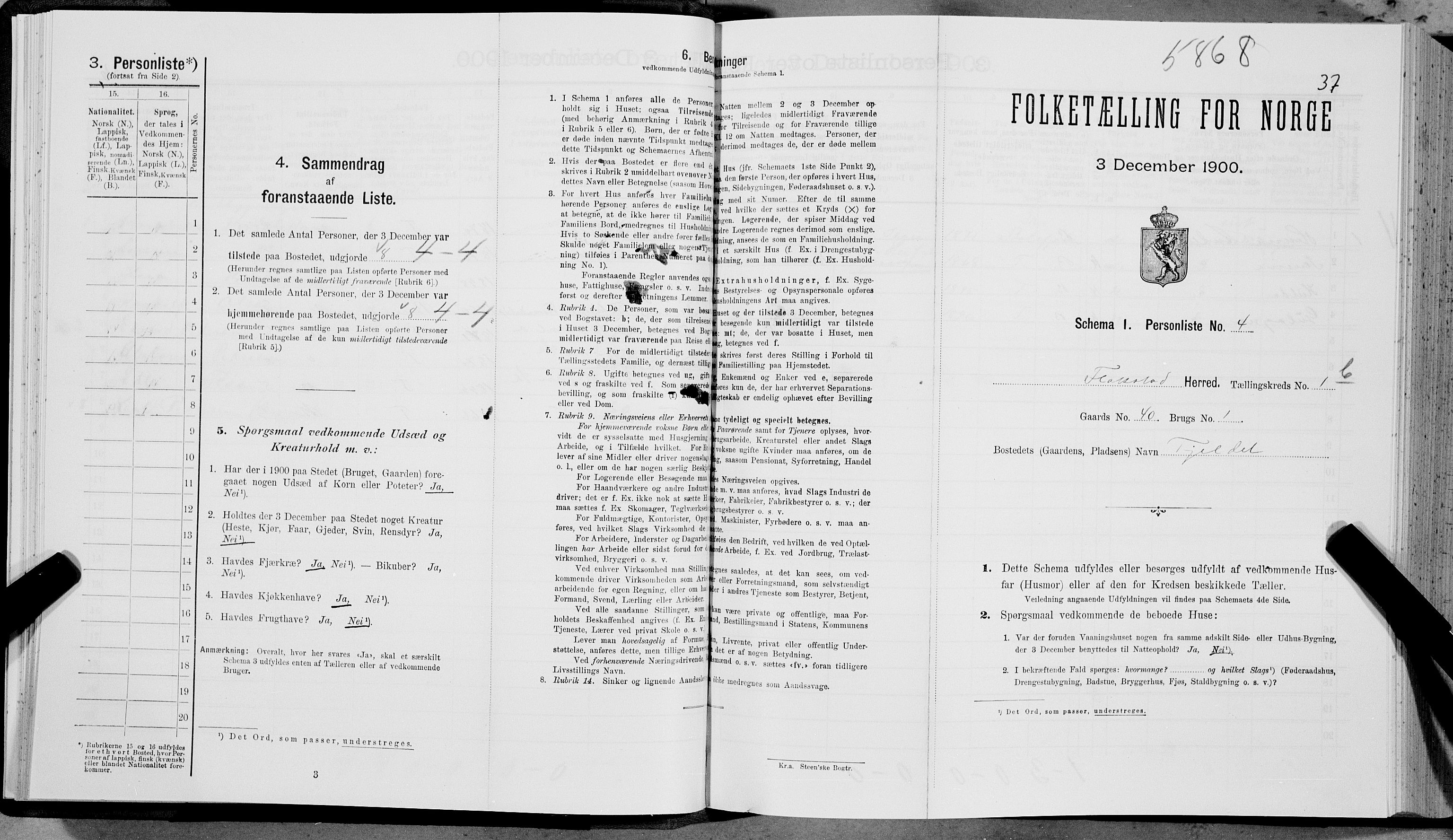 SAT, Folketelling 1900 for 1859 Flakstad herred, 1900, s. 56