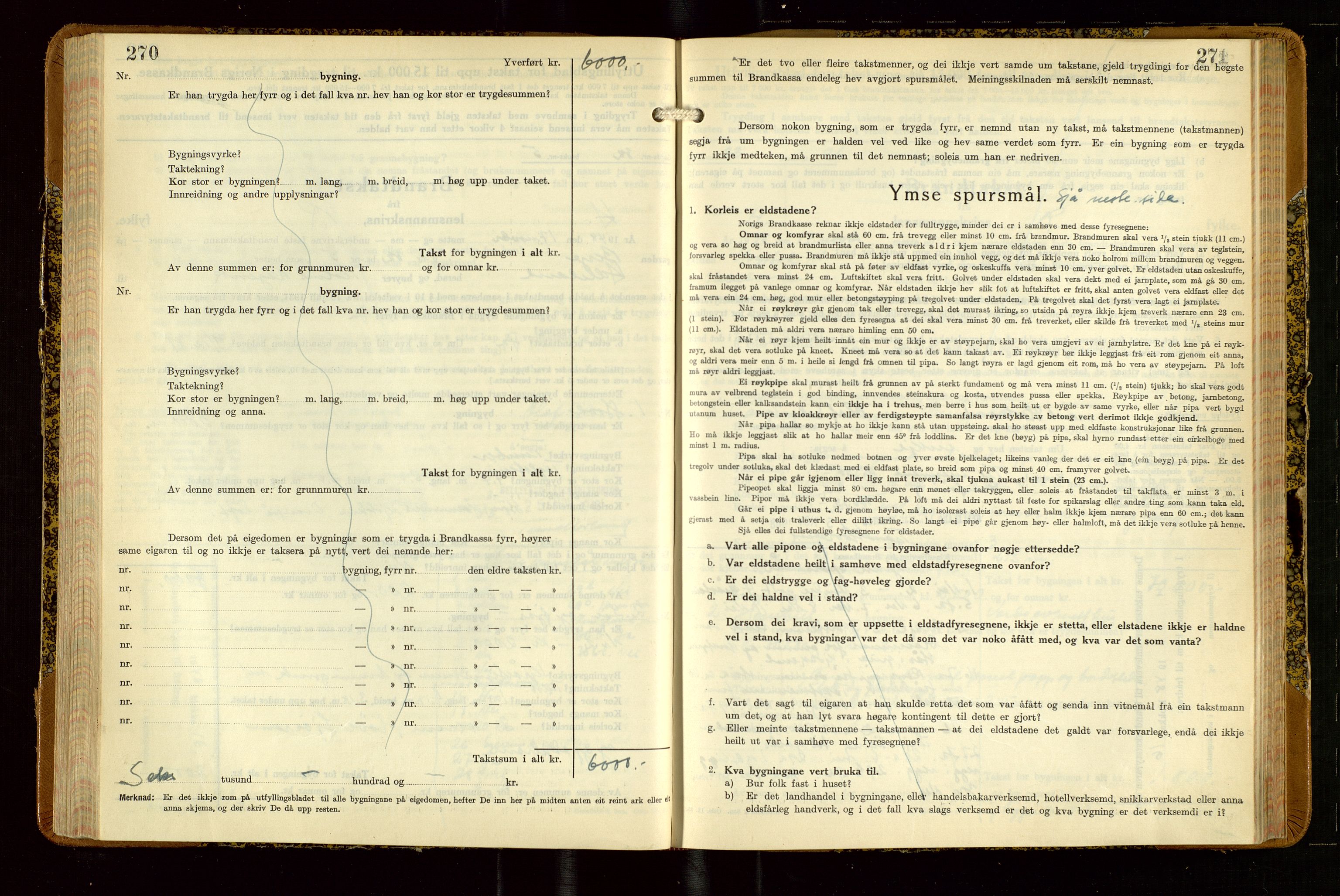 Helleland lensmannskontor, SAST/A-100209/Gob/L0004: "Brandtakstbok", 1939-1949, s. 270-271