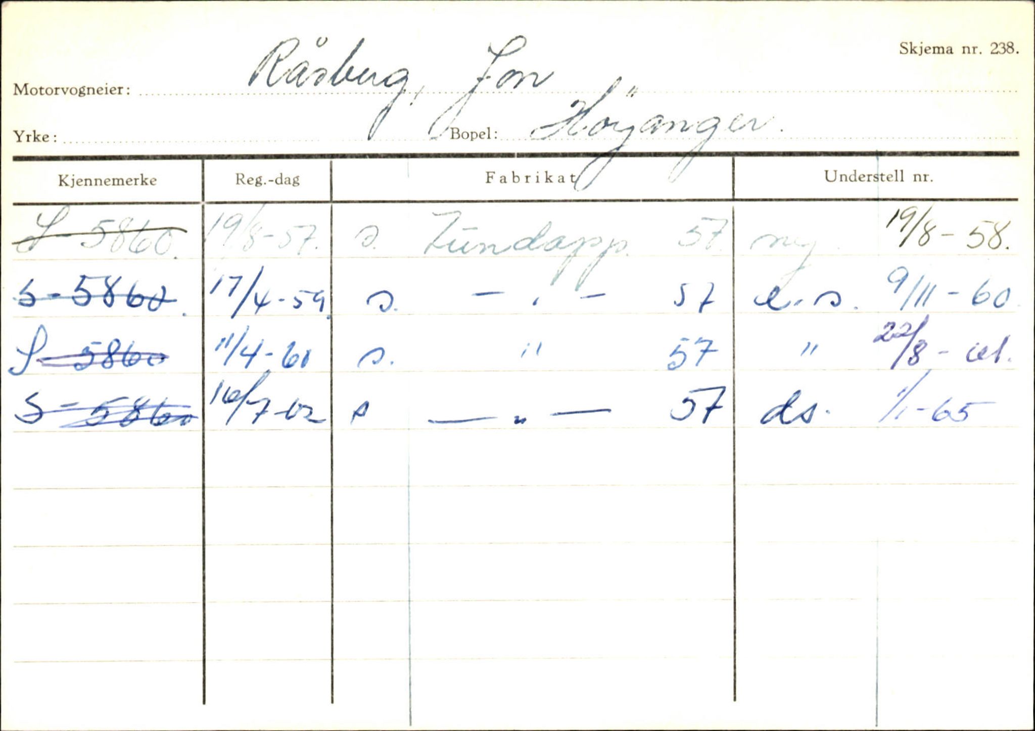 Statens vegvesen, Sogn og Fjordane vegkontor, SAB/A-5301/4/F/L0131: Eigarregister Høyanger P-Å. Stryn S-Å, 1945-1975, s. 116