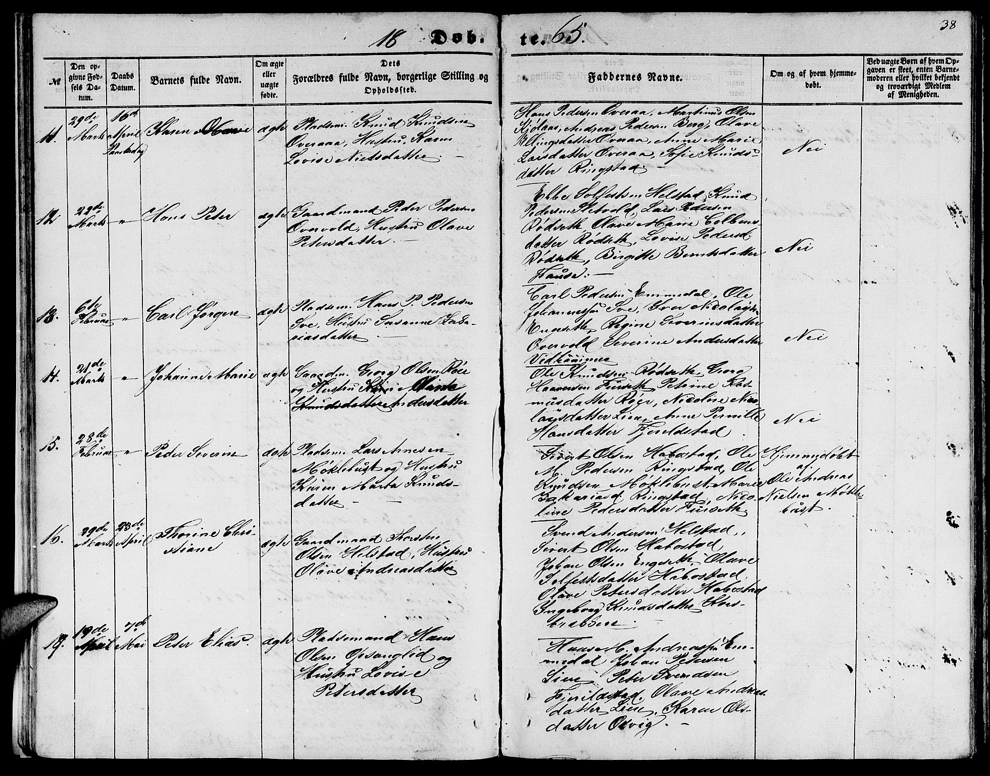 Ministerialprotokoller, klokkerbøker og fødselsregistre - Møre og Romsdal, AV/SAT-A-1454/520/L0291: Klokkerbok nr. 520C03, 1854-1881, s. 38