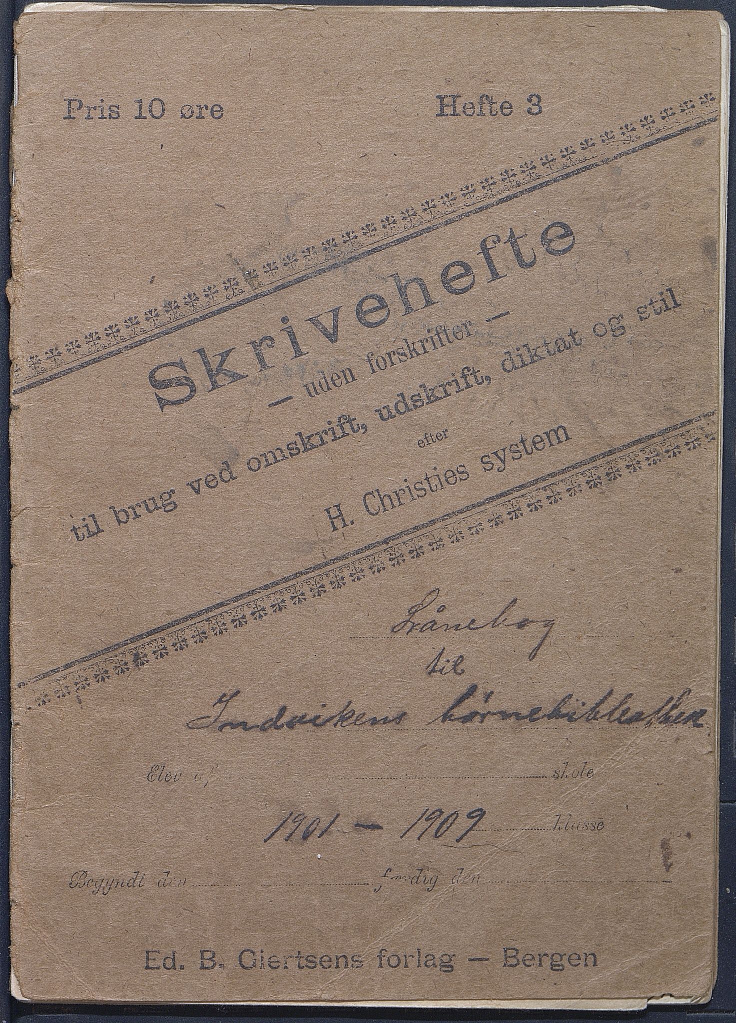 Innvik kommune. Innvik skule, VLFK/K-14470.520.01/550/L0001: utlånsbok for Innvik skuleboksamling, 1901-1909