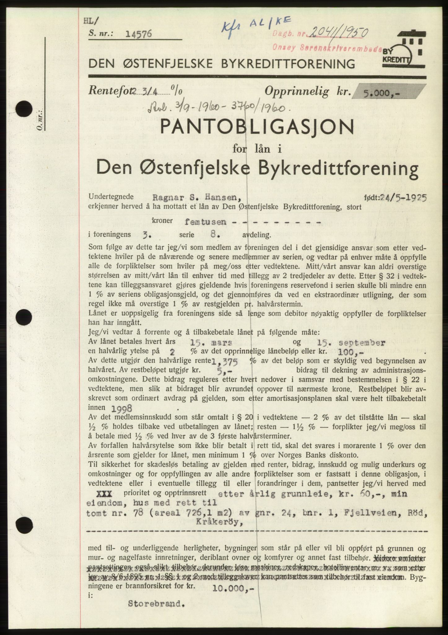 Onsøy sorenskriveri, SAO/A-10474/G/Ga/Gac/L0010: Pantebok nr. B 18-10, 1950-1950, Dagboknr: 2041/1950