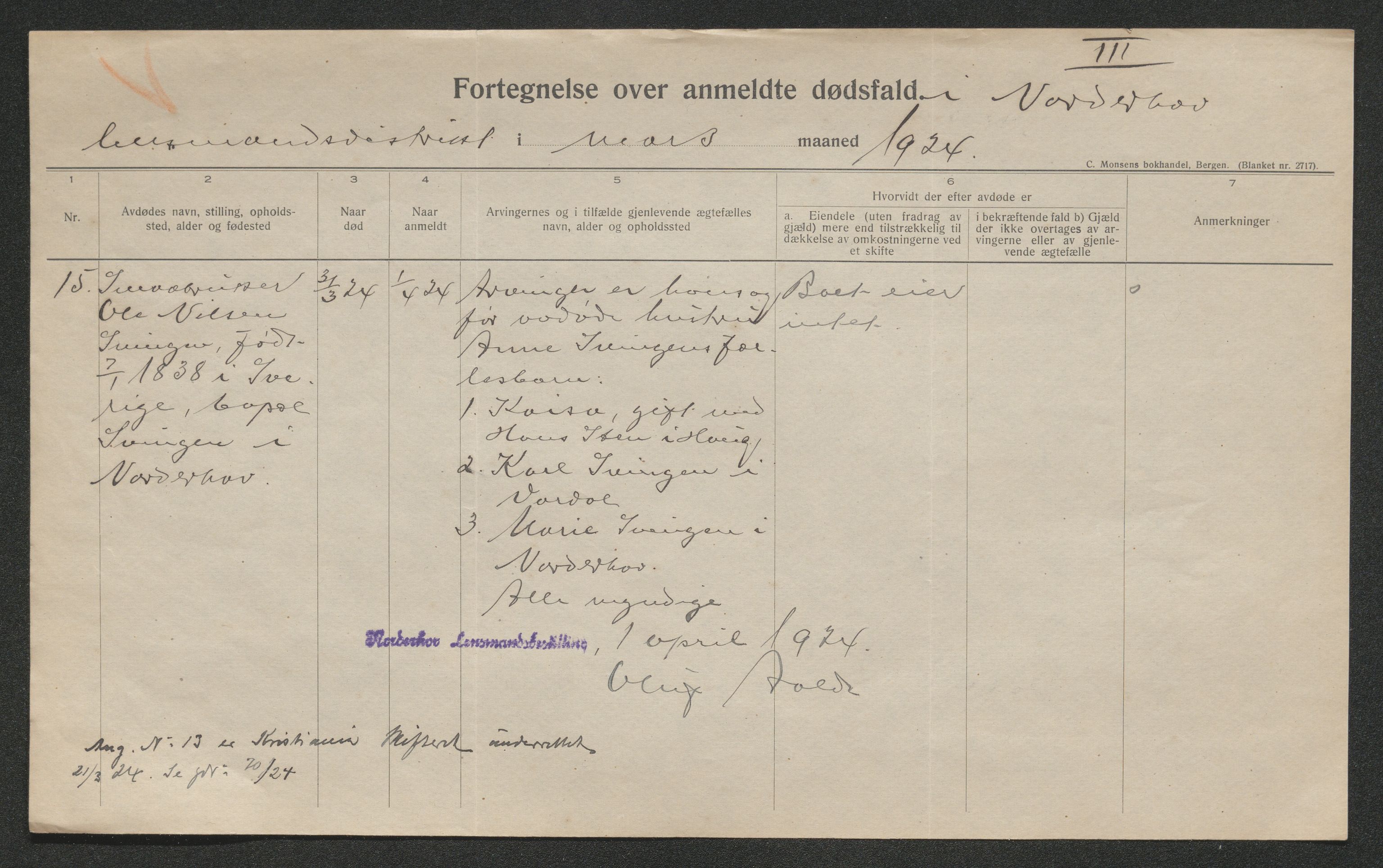 Ringerike sorenskriveri, AV/SAKO-A-105/H/Ha/Hab/L0013: Dødsfallslister Norderhov, 1924-1930