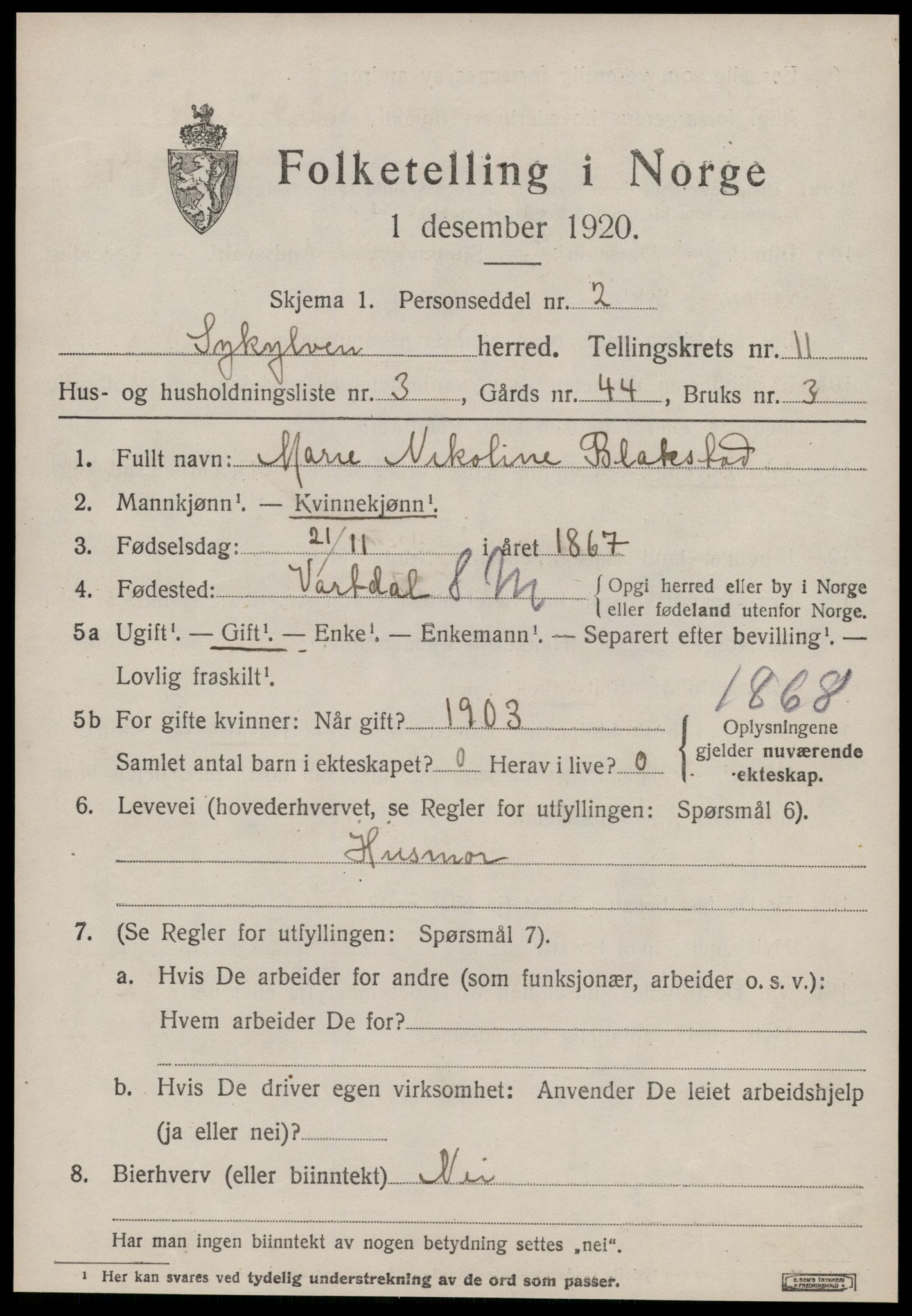 SAT, Folketelling 1920 for 1528 Sykkylven herred, 1920, s. 5435