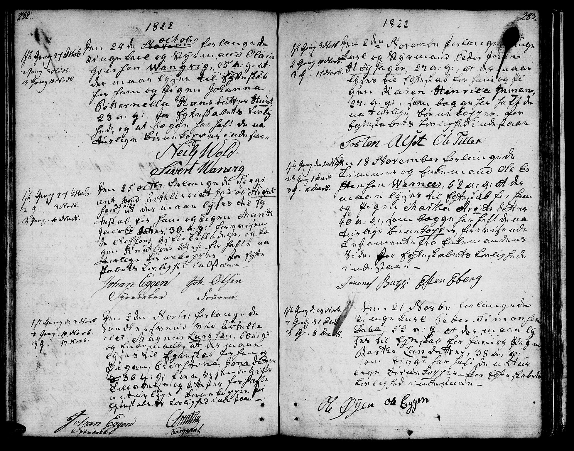 Ministerialprotokoller, klokkerbøker og fødselsregistre - Sør-Trøndelag, SAT/A-1456/601/L0042: Ministerialbok nr. 601A10, 1802-1830, s. 282-283